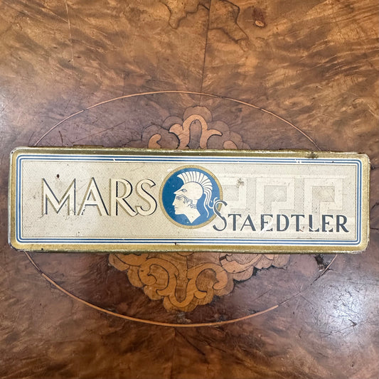 1930s Mars Staedtler Trojan Tin Pencil Box Made in Germany Prior to WWII