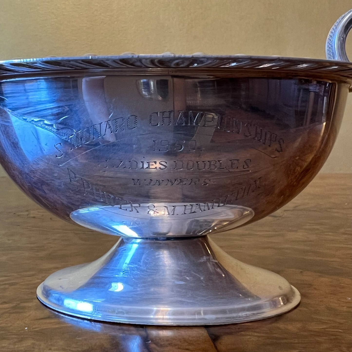 1950 Silver Plated Ladies Doubles Awards Trophy