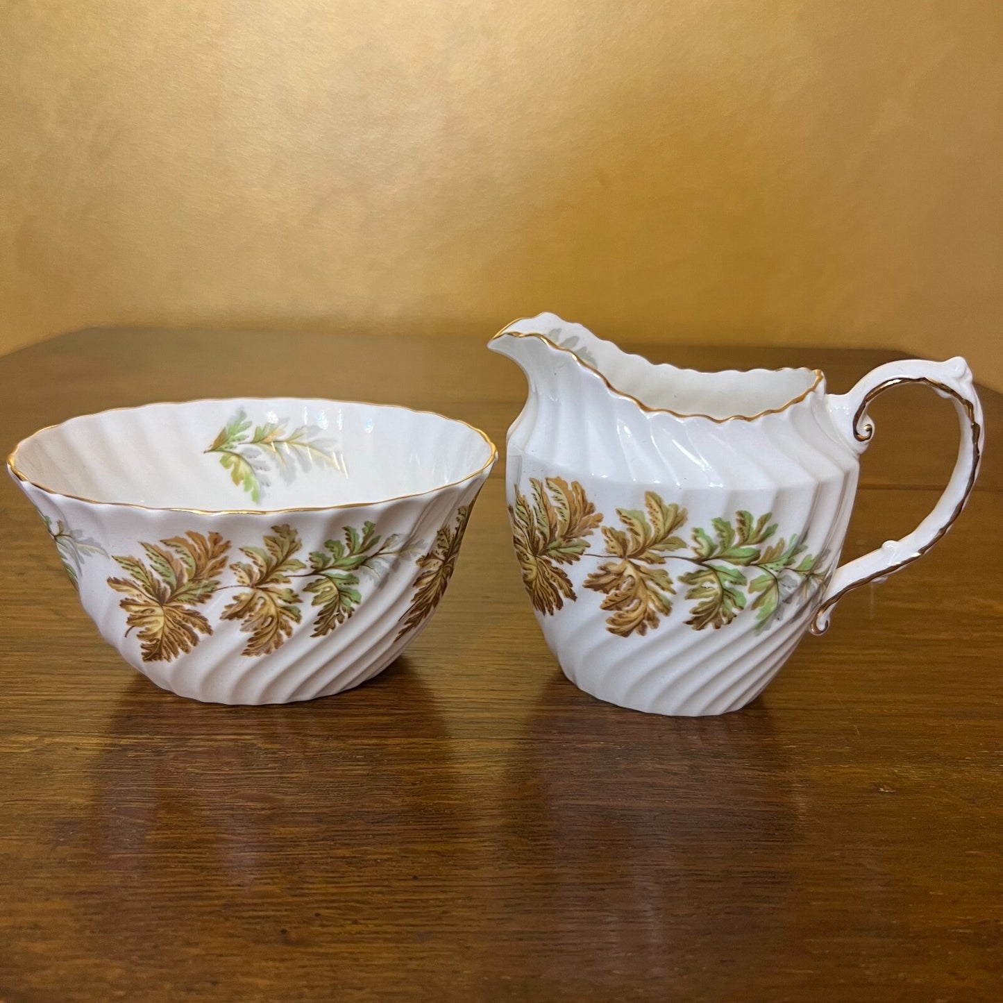 1960s Aynsley Leaves Milk & Sugar set