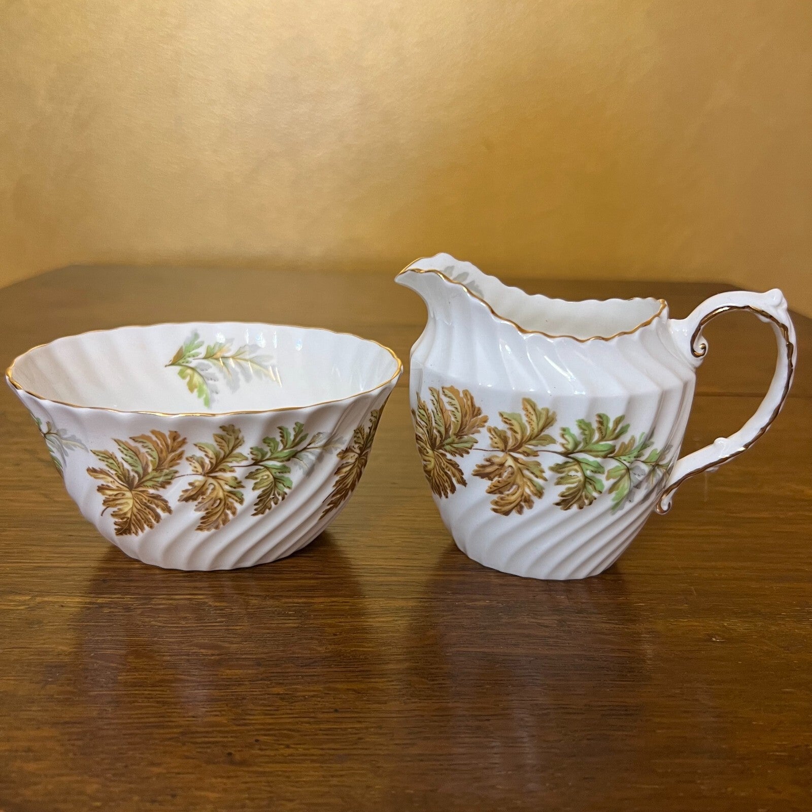1960s Aynsley Leaves Milk & Sugar set