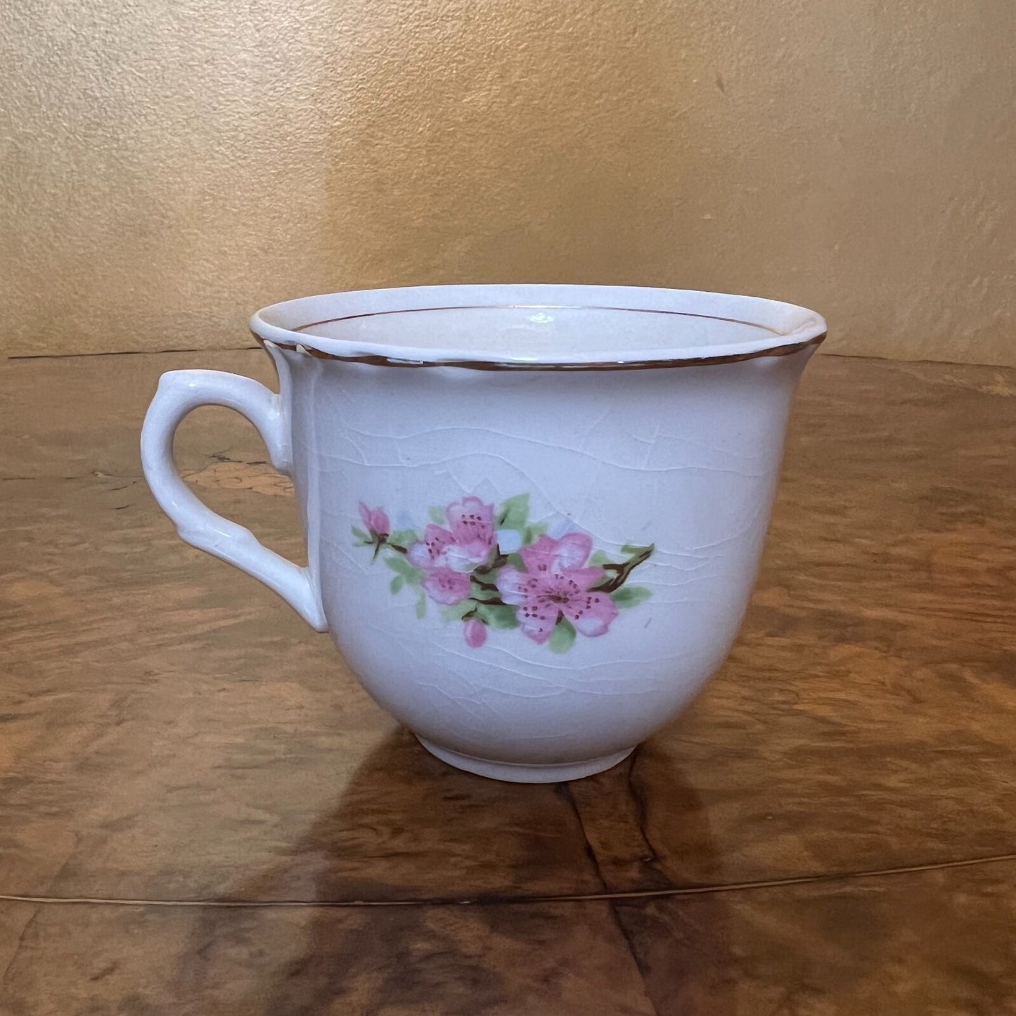 A J Wilinson Pink Floral Tea Cup Trio Set