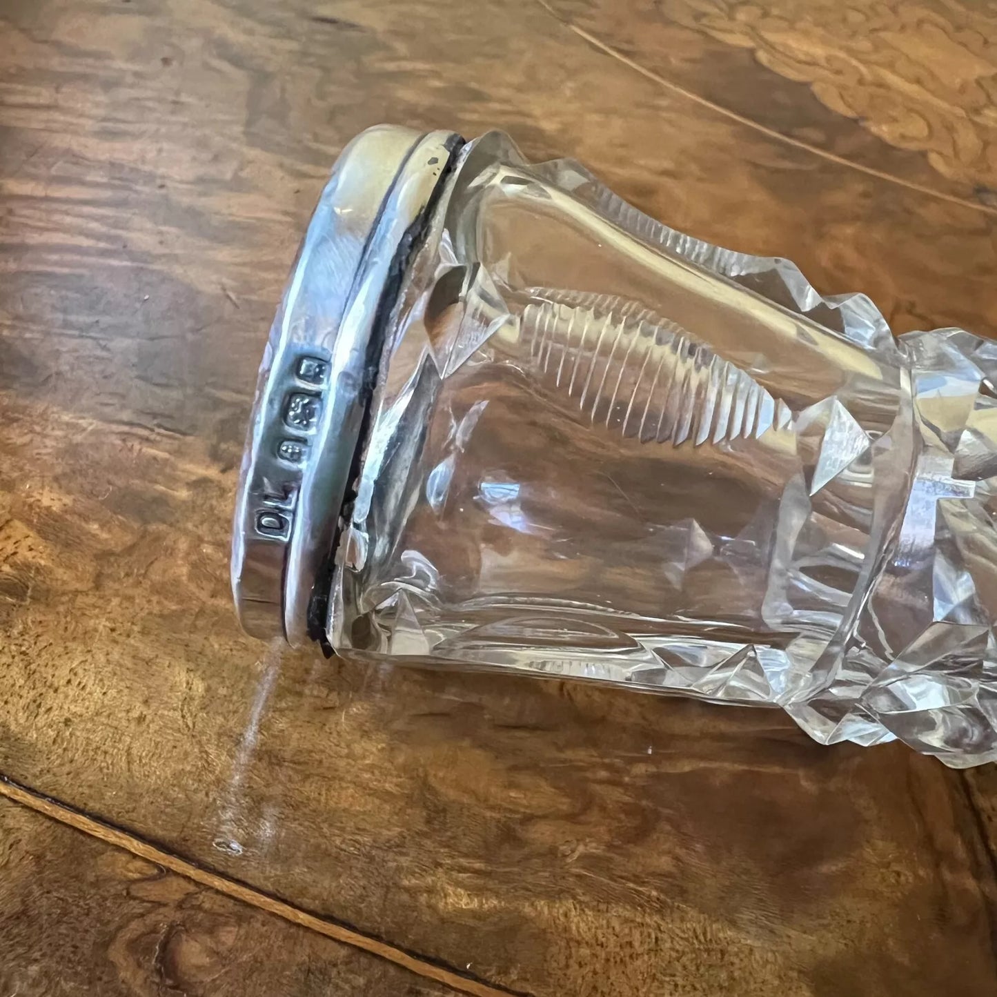 Antique Sterling Silver Top Glass Vase