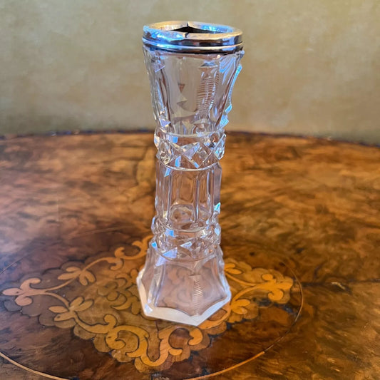 Antique Sterling Silver Top Glass Vase