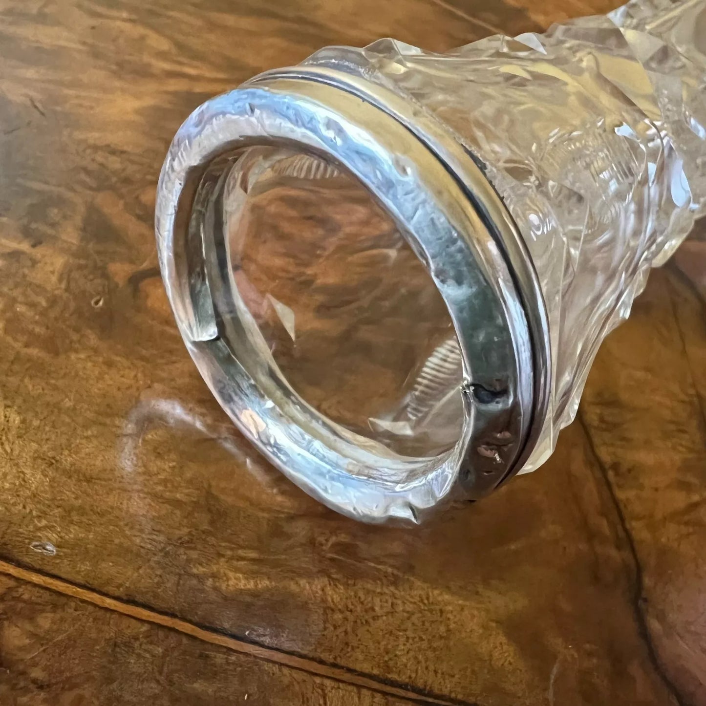 Antique Sterling Silver Top Glass Vase