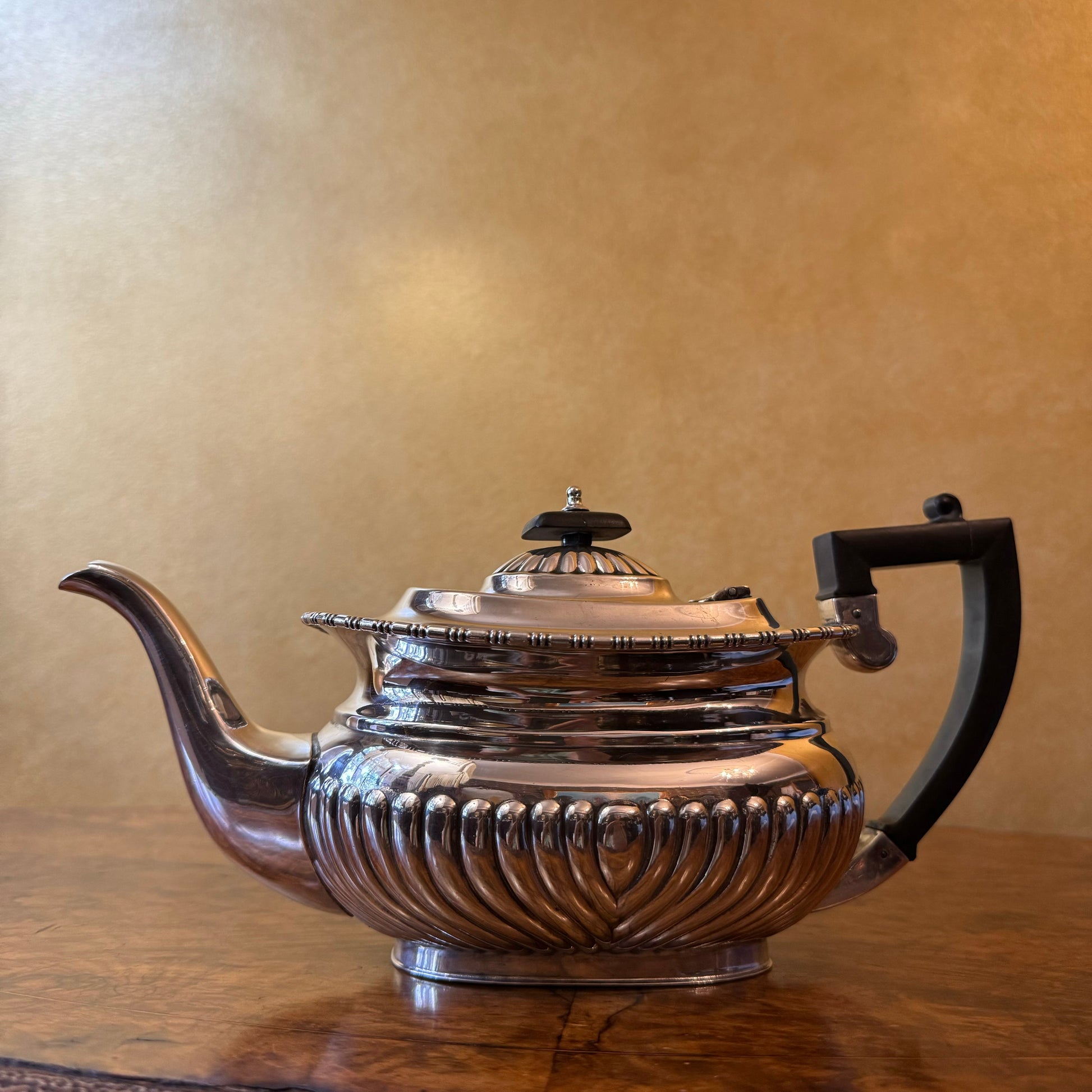 Antique English Silver Plated Three Piece Tea Pot