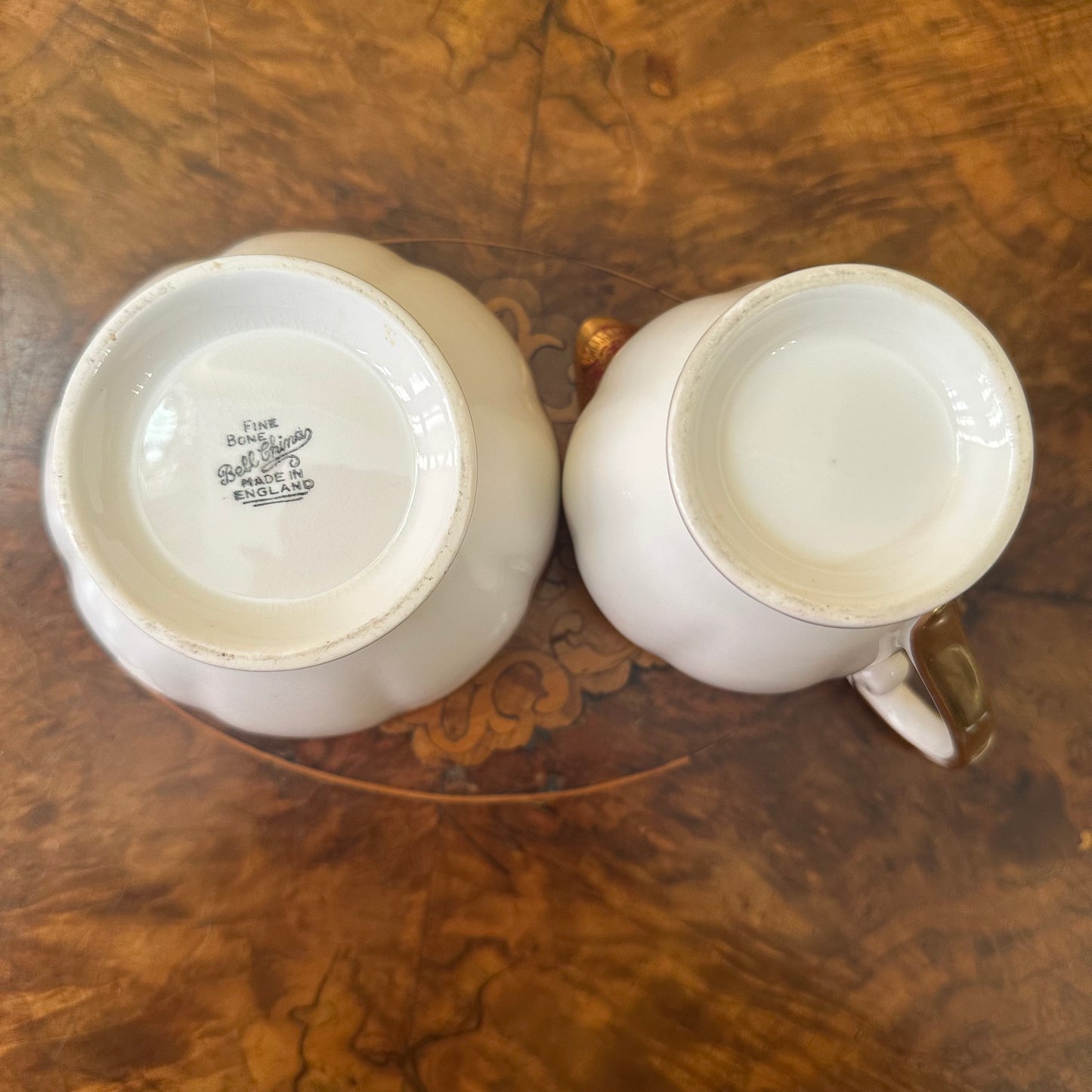 Bell China Red & Gold Print Jug & Sugar Bowl Set
