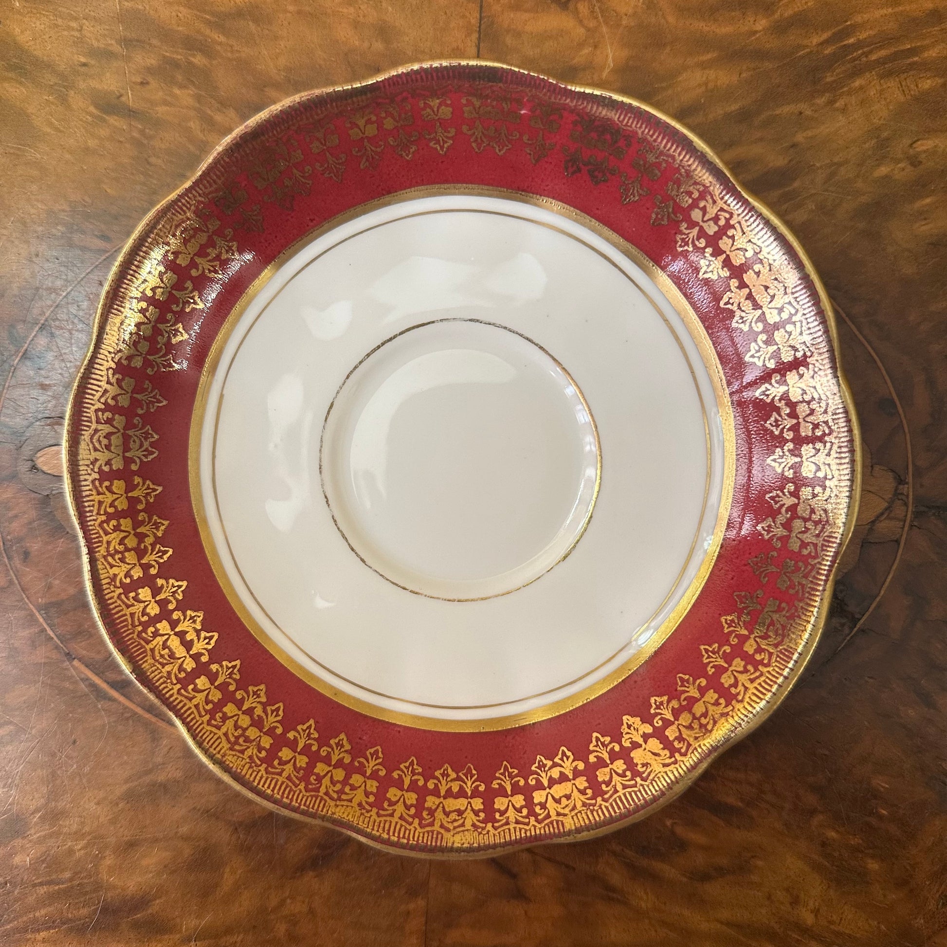 Bell China Red & Gold Print Saucer