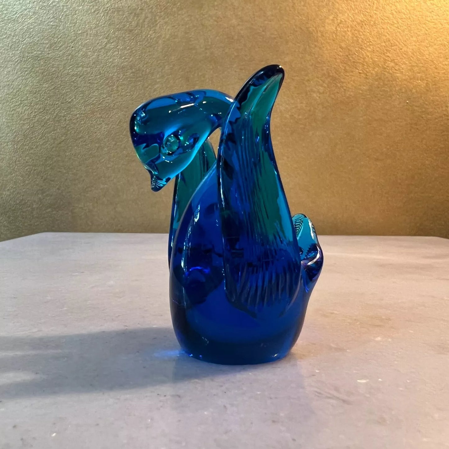 Blue Hand Blown Glass Swan Ornament