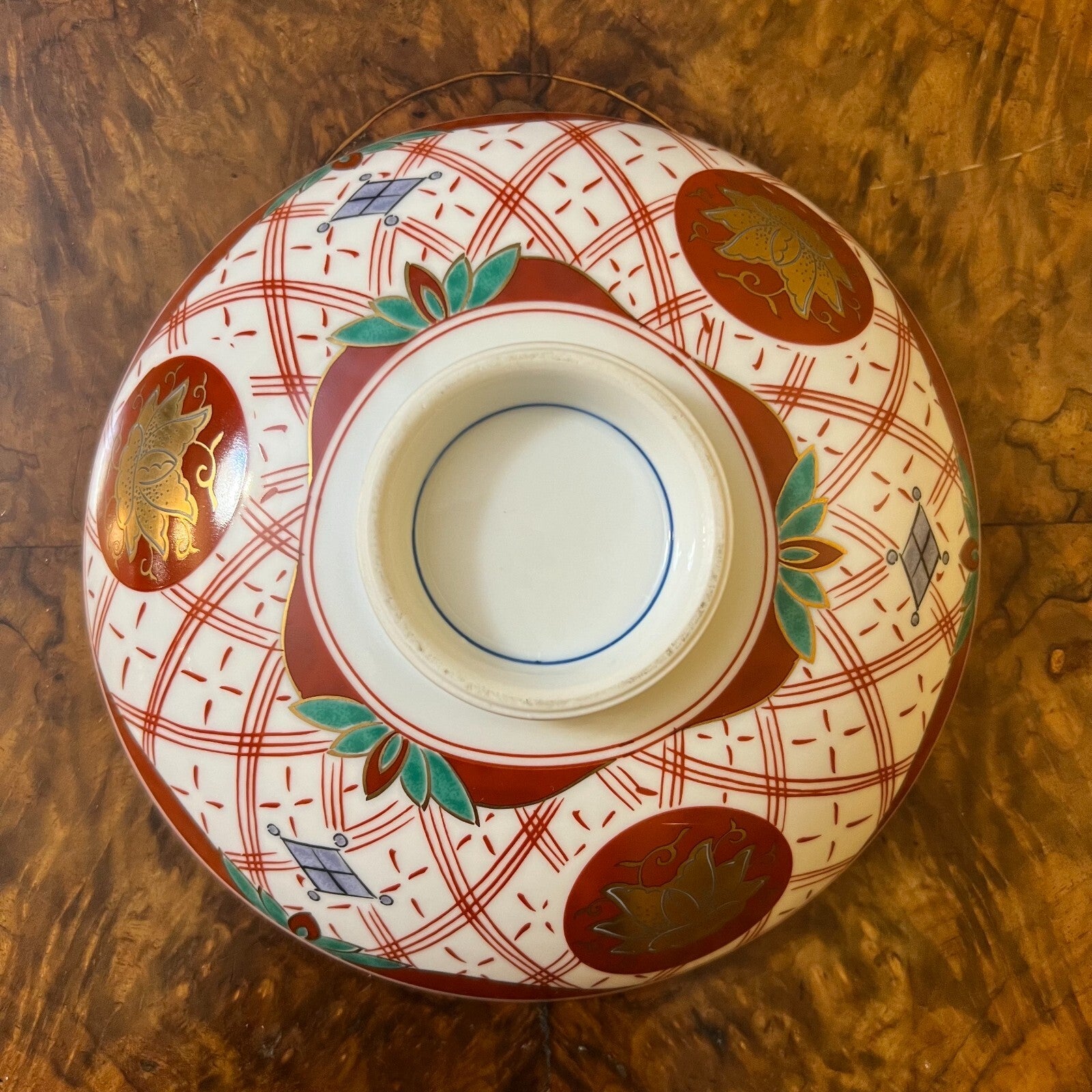 Blue & Red Print Shallow Bowl