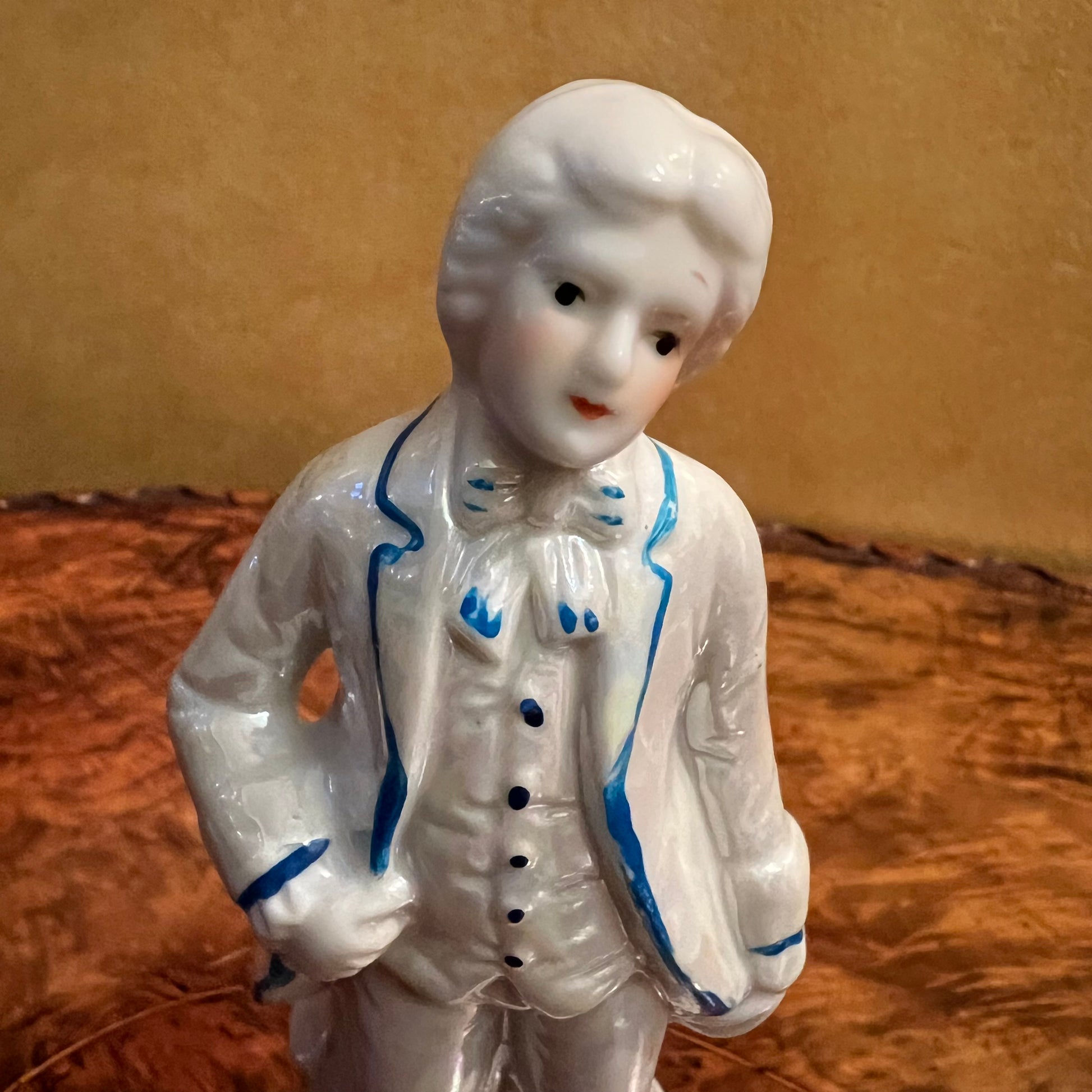 Blue & White Lustreware Man Statue