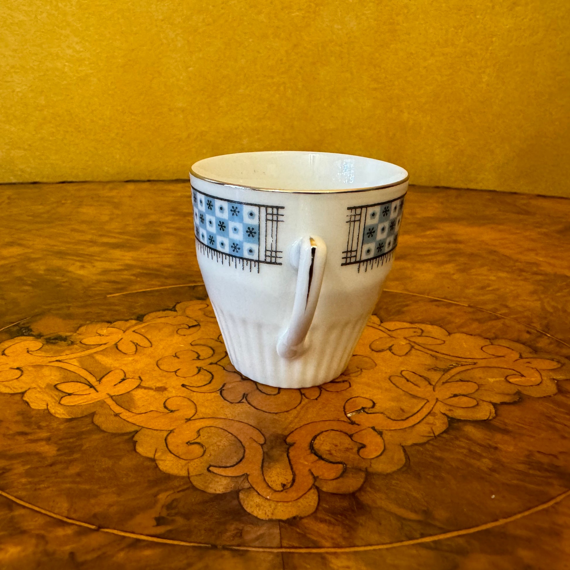 Blue & White Pattern Coffee Cup & Saucer