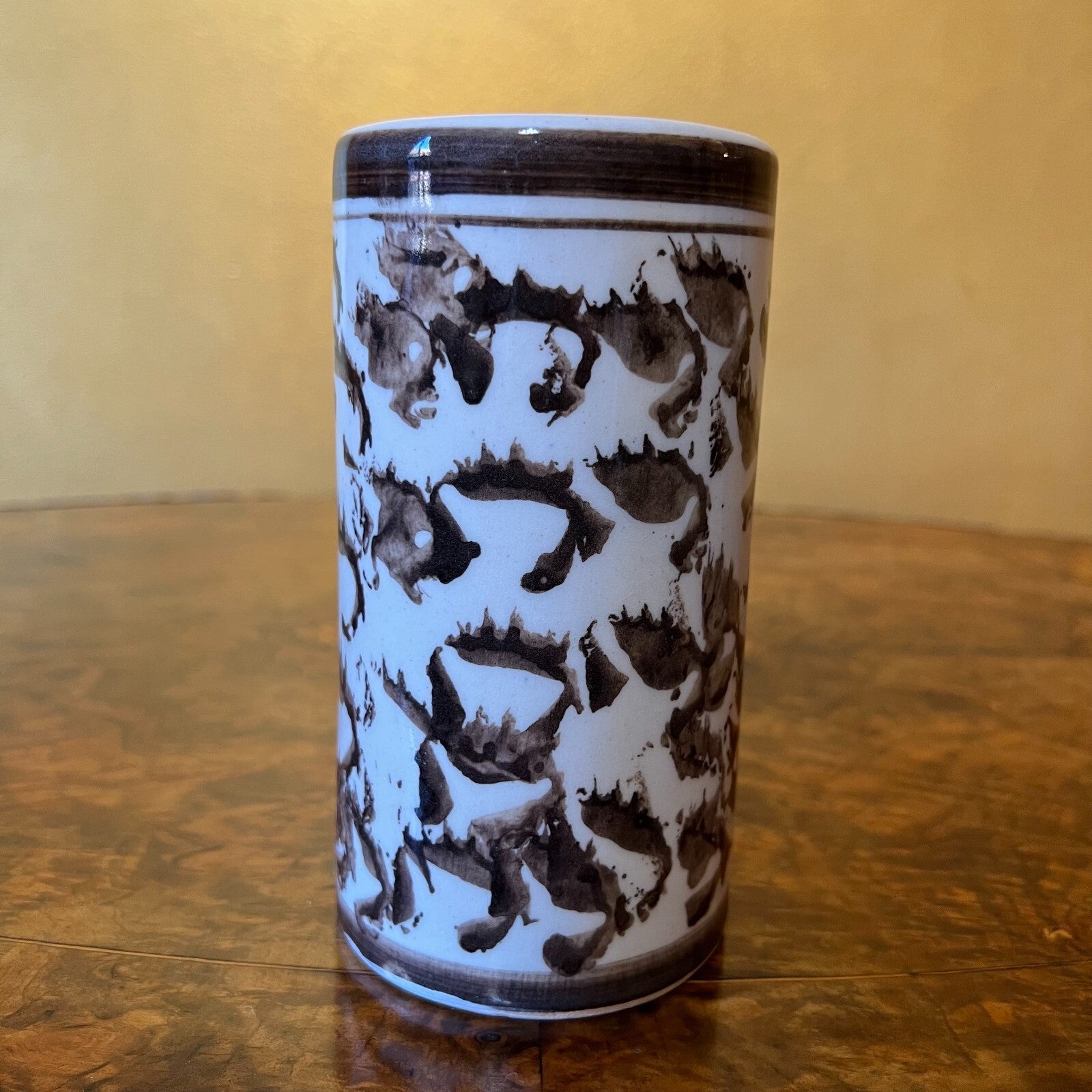Brown and White Print Ceramic Vase