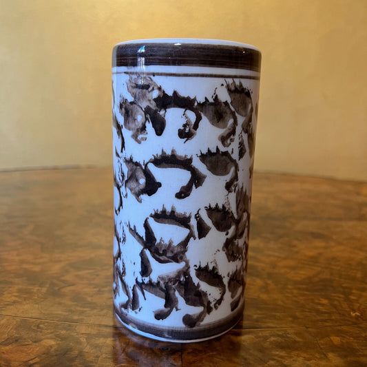 Brown and White Print Ceramic Vase
