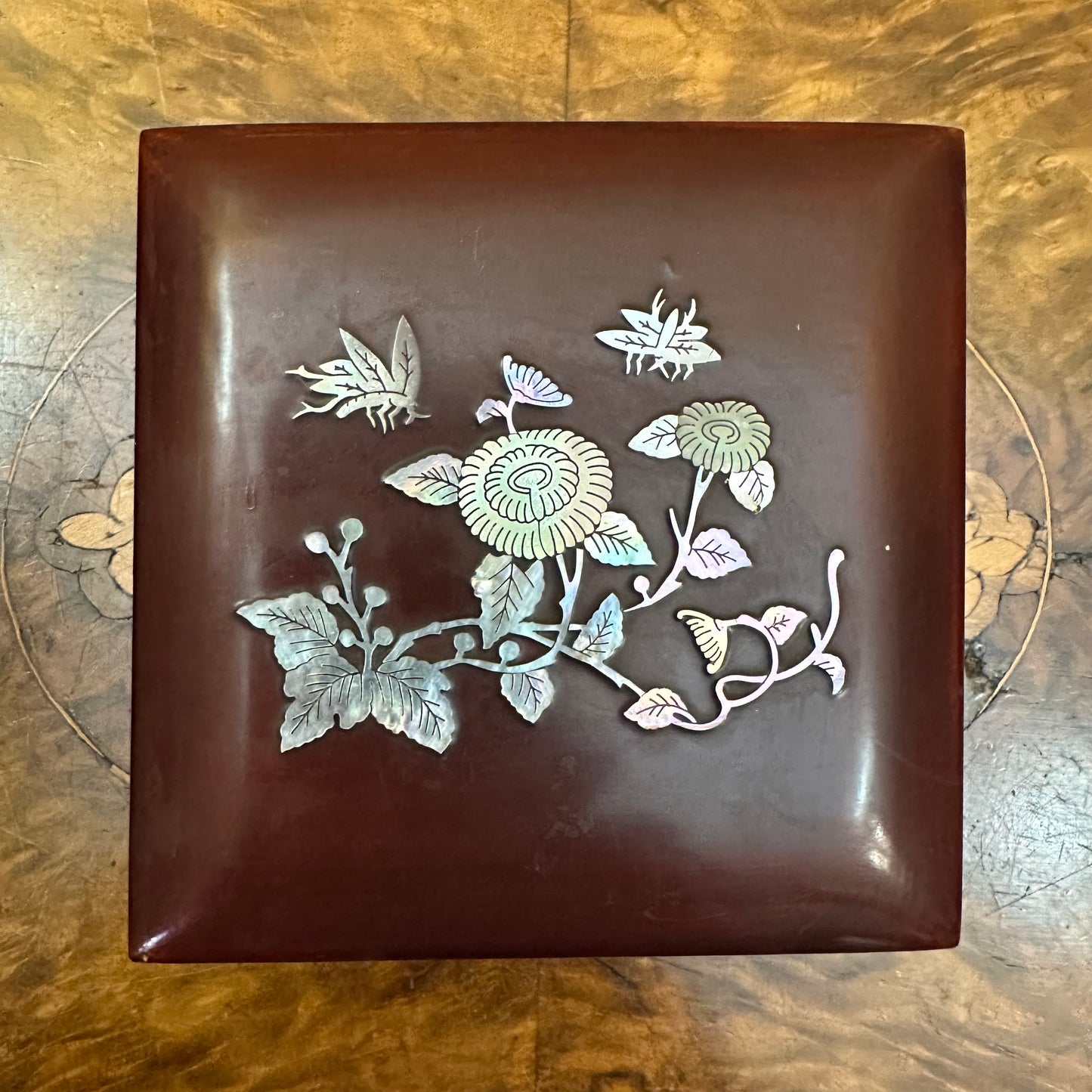 Butterfly Floral Mother Of Pearl Inlay Wooden Box