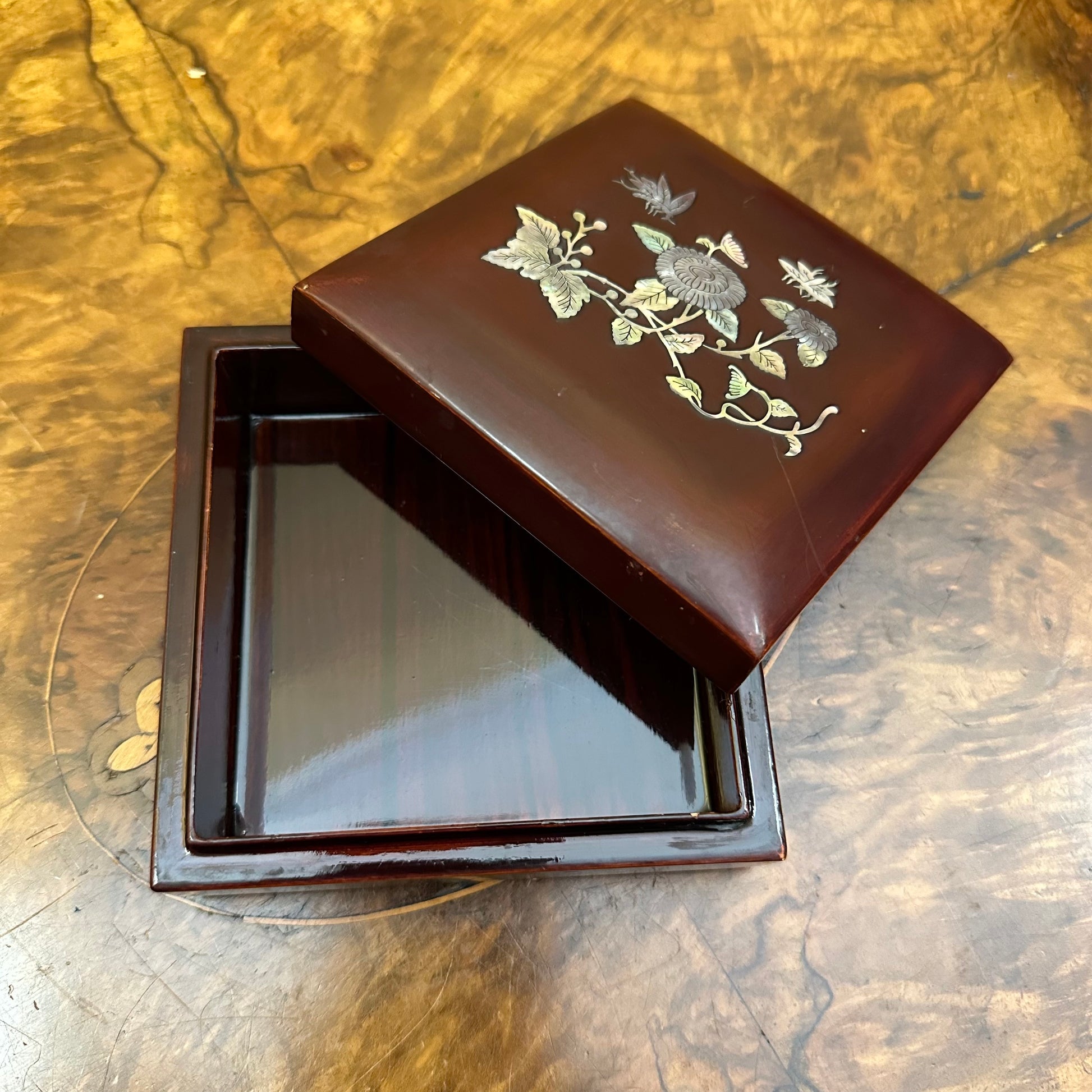 Butterfly Mother Of Pearl Inlay Wooden Box
