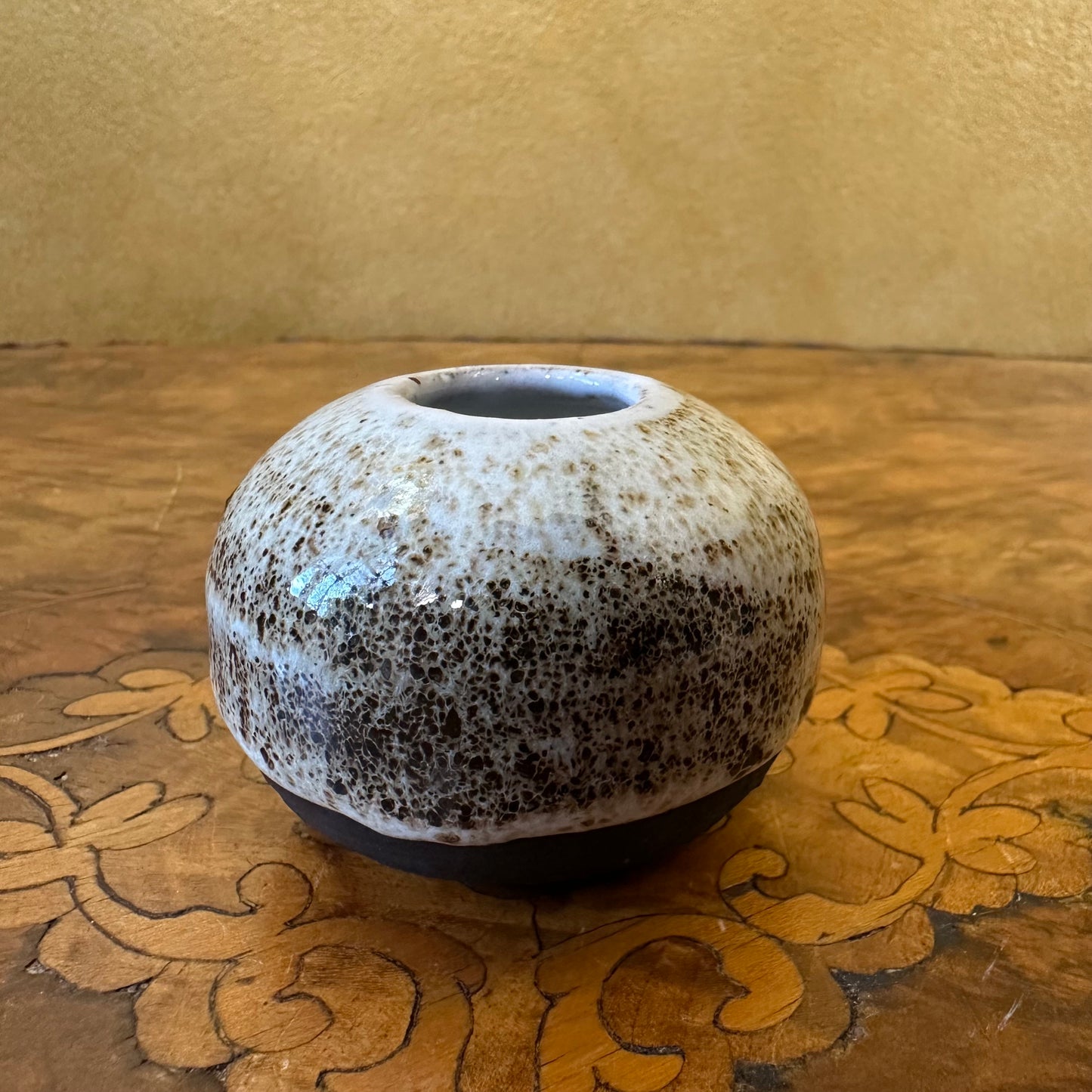 Ceramic Yellow Brown Black design Small Vase