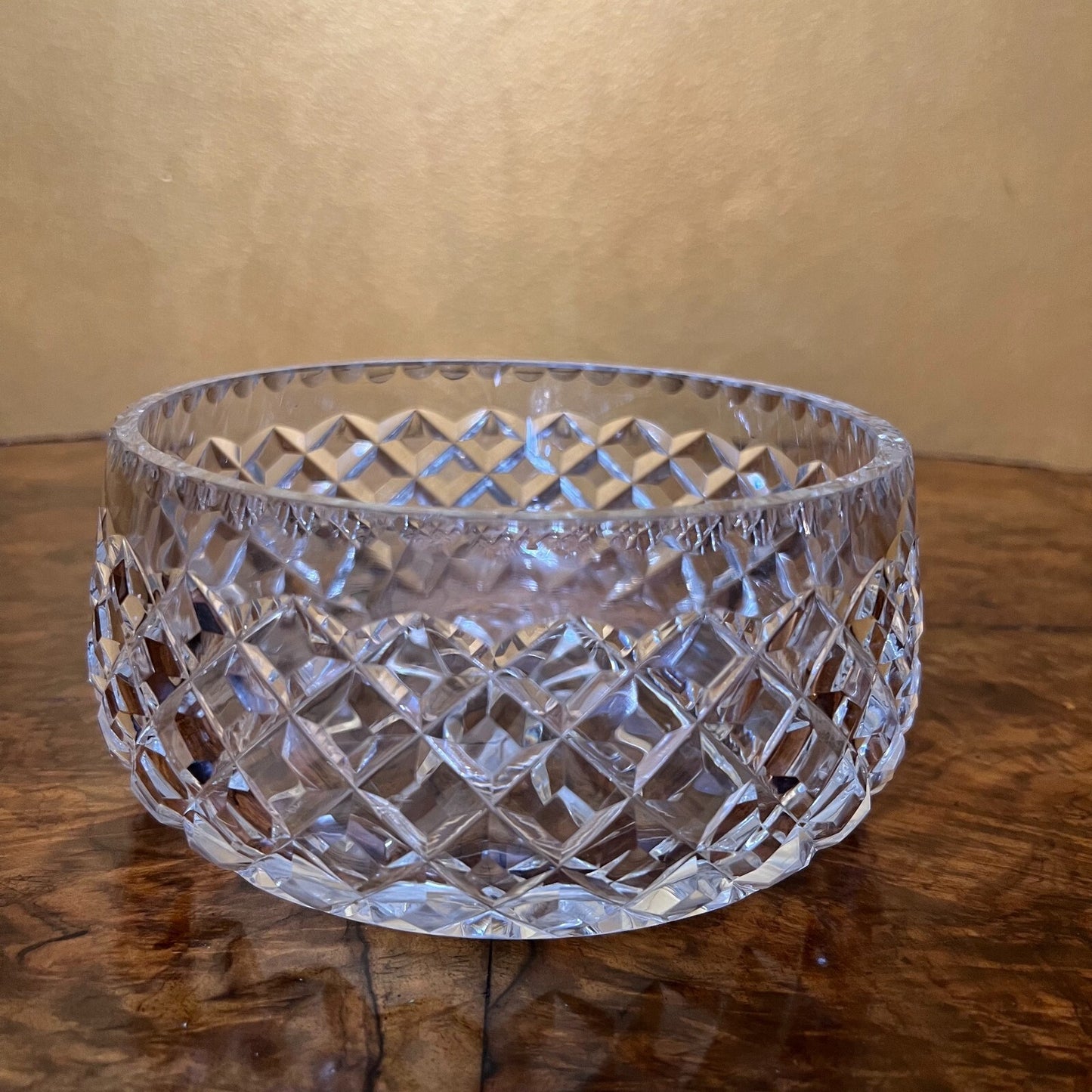 Crystal Round Diamond Cut Bowl