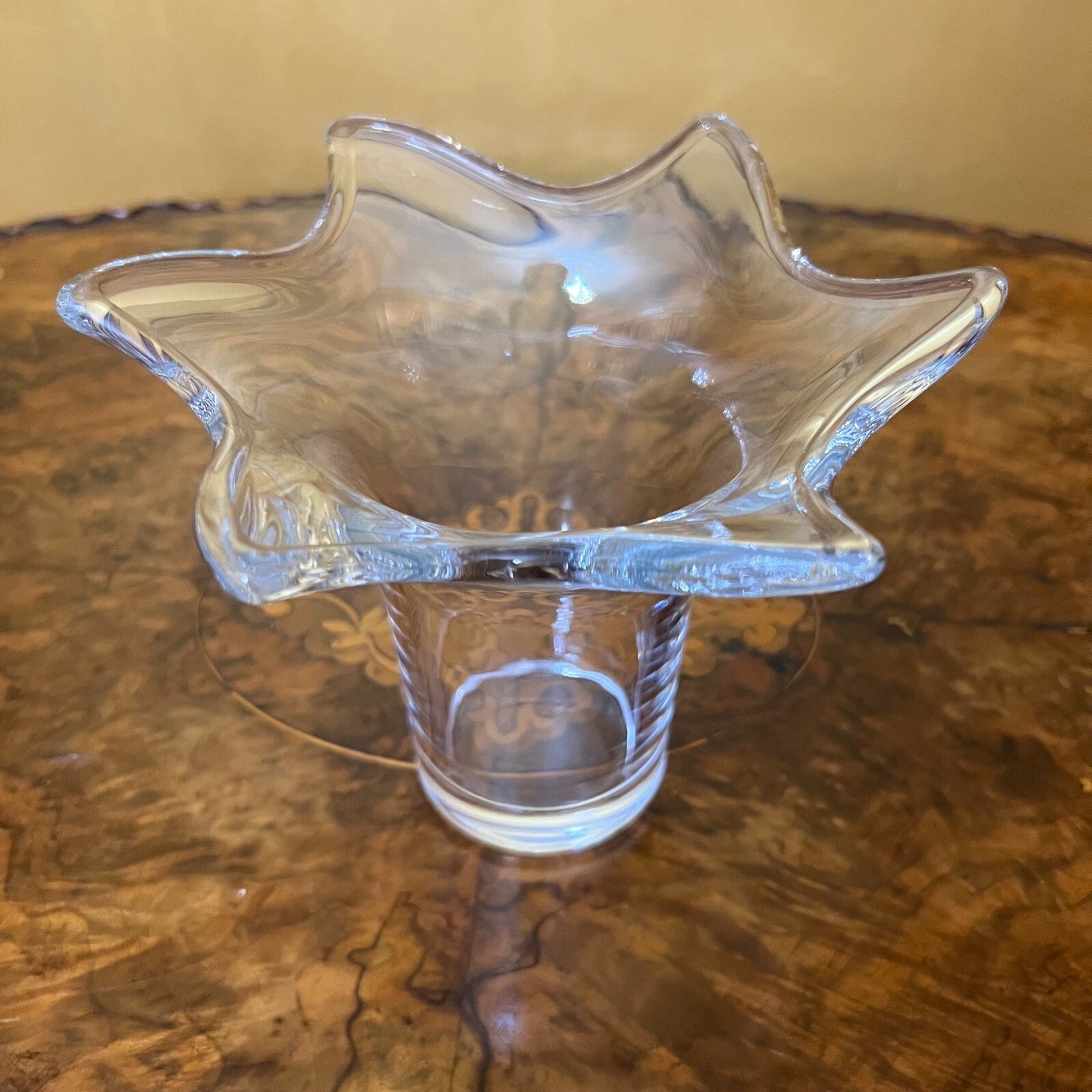 Curved Edge Glass Vase Vintage