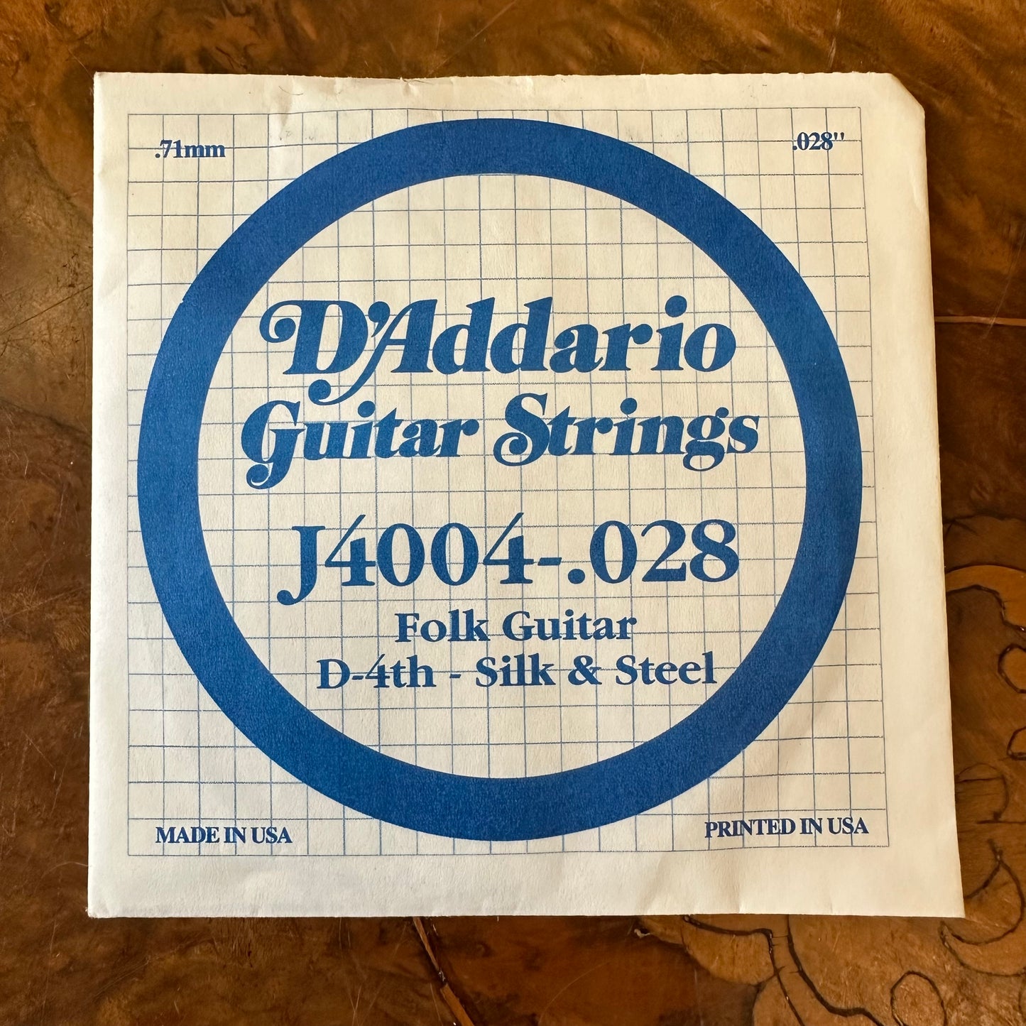 D'Addario Guitar String J4004 .028 Folk Guitar D-4th Silk & Steel Single String