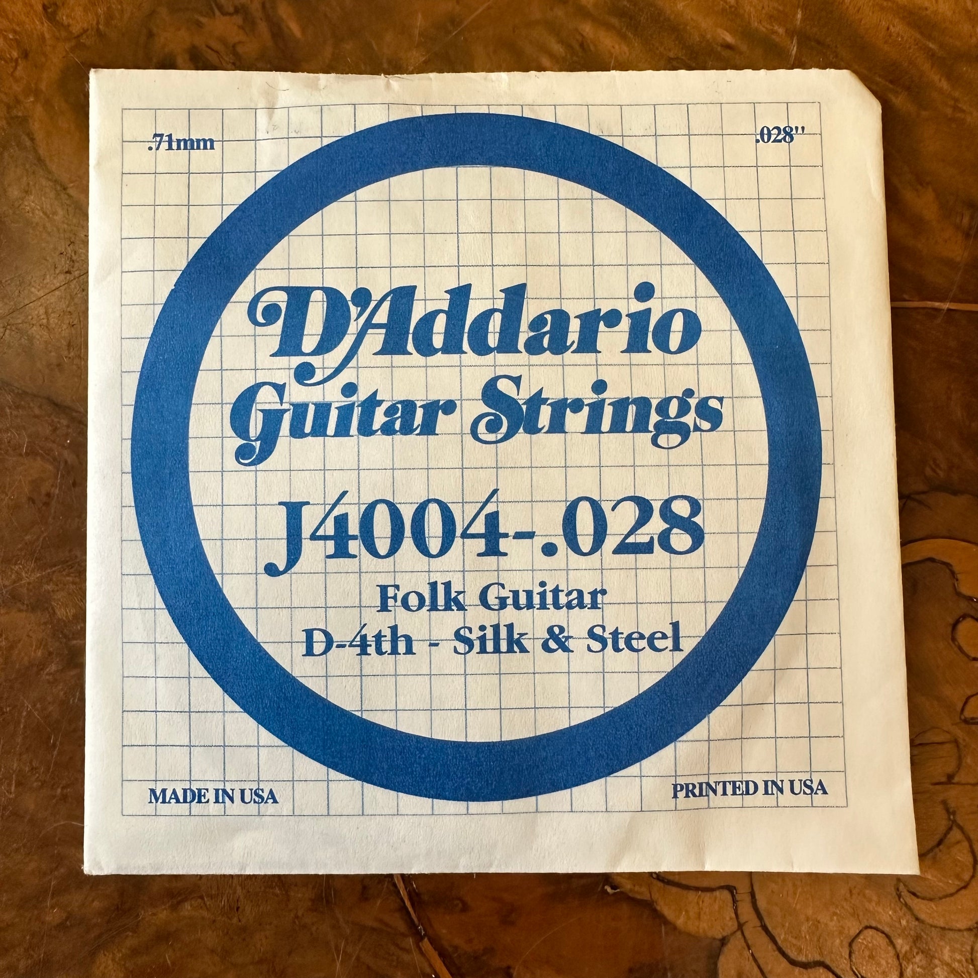 D'Addario Guitar String J4004 .028 Folk Guitar D-4th Silk & Steel Single String
