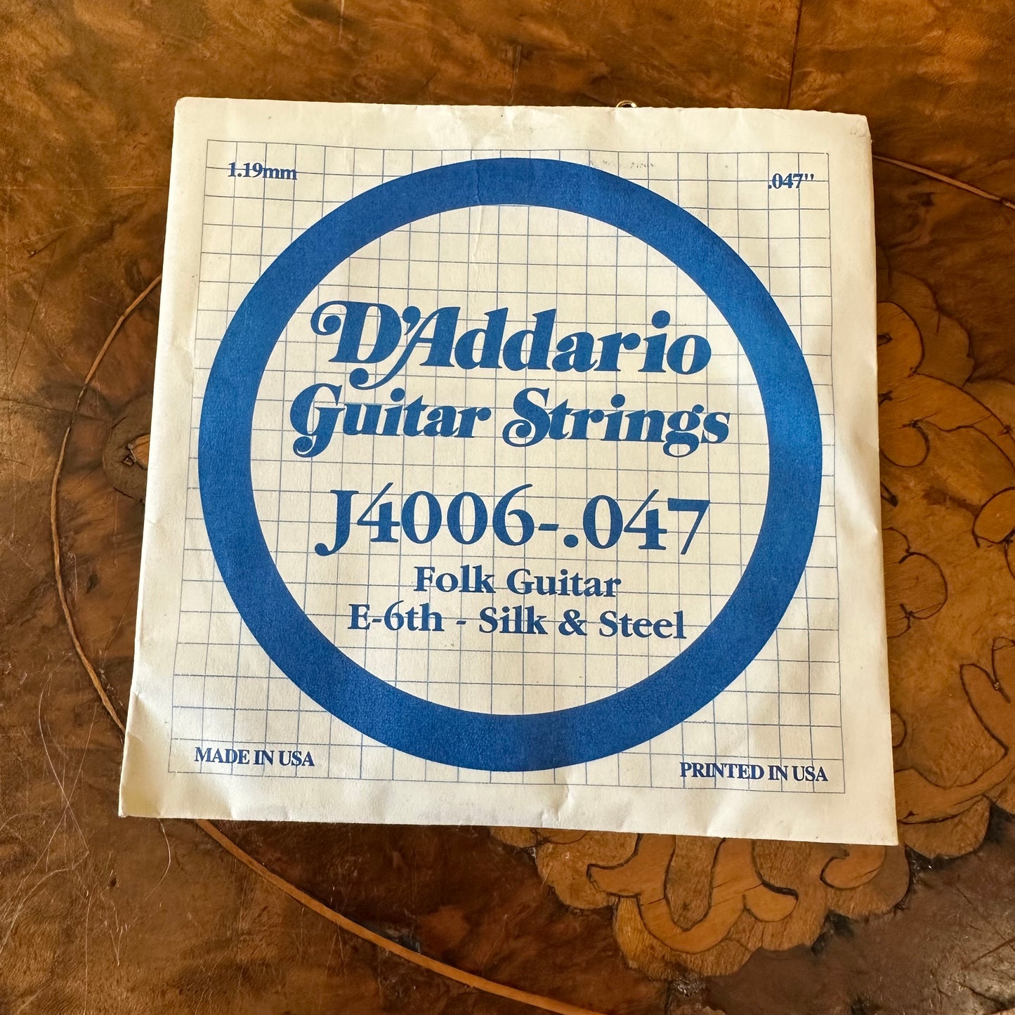 D'Addario Guitar String J4004 .047 Folk Guitar E-6th Silk & Steel Single String