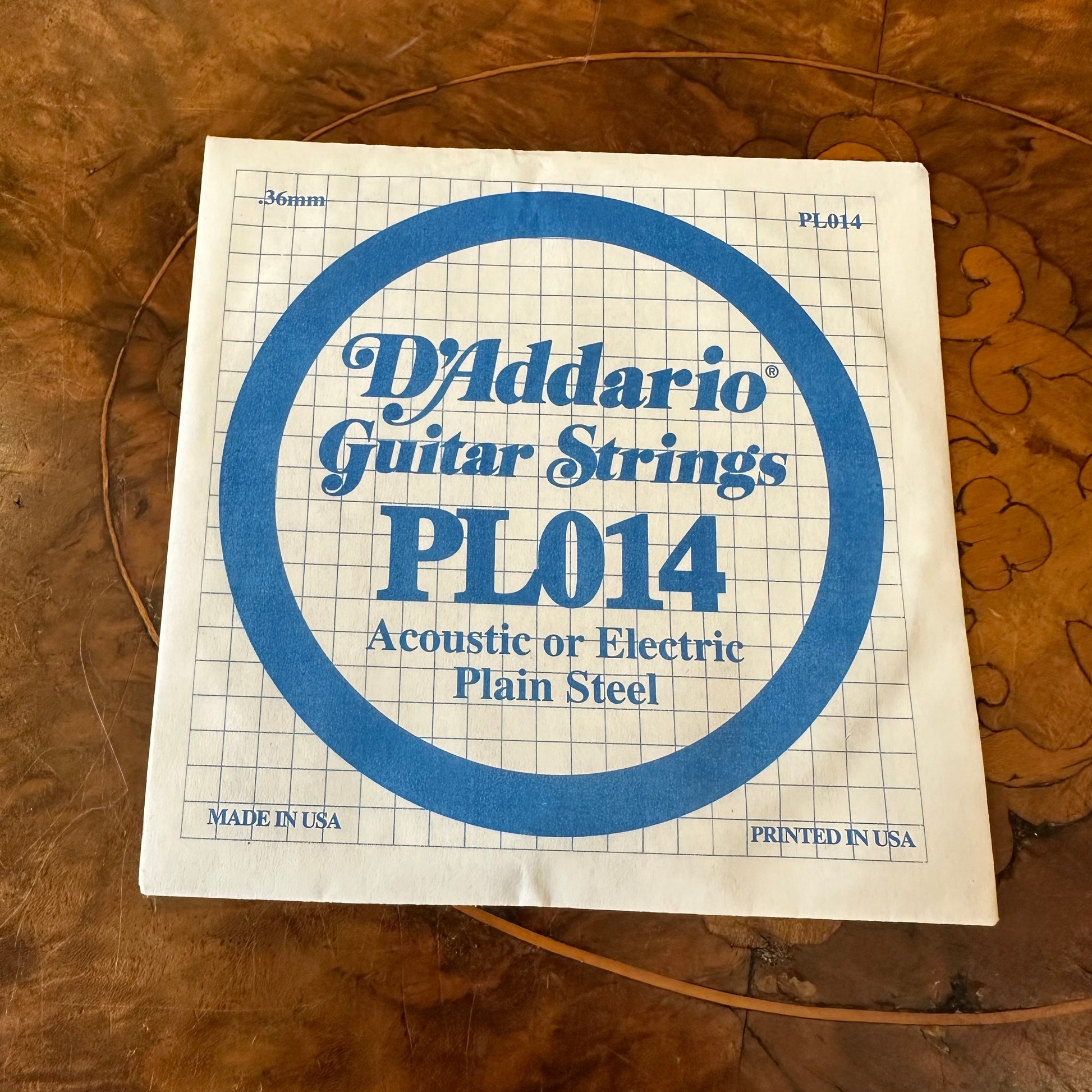 D'Addario Guitar String PL014 Acoustic or Electric Plain Steel String