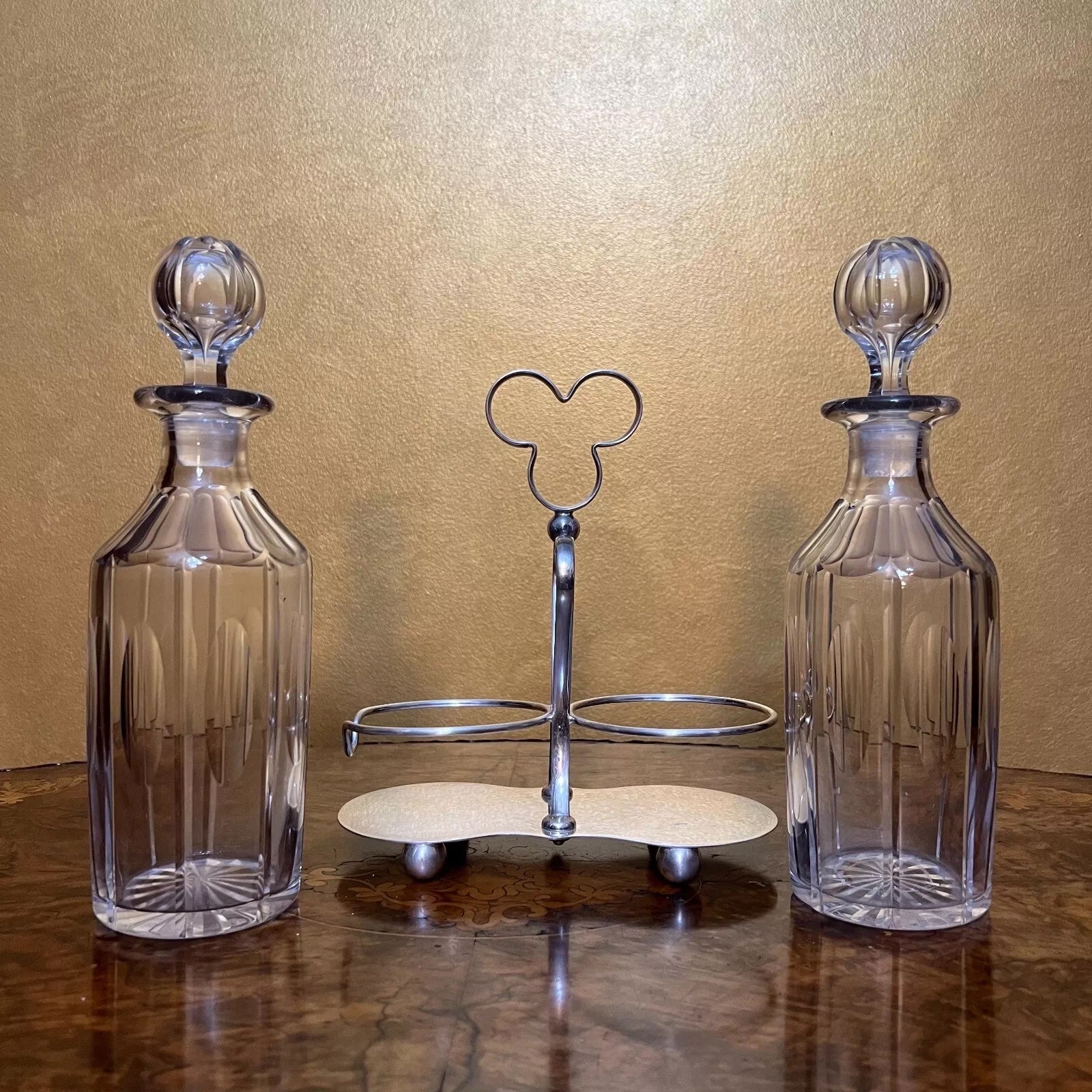 Early 20th Century Crystal Decanters With Silver