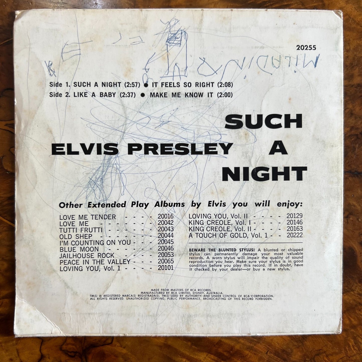 Elvis Presley Such A Night Record