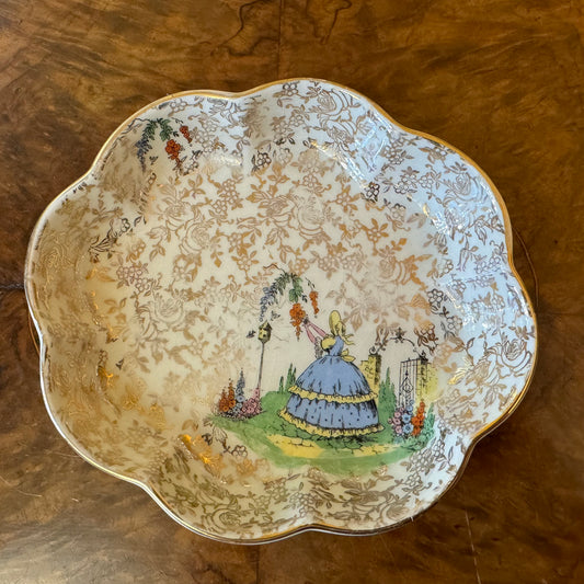 Empire Porcelain Lady in Flower Garden Dish