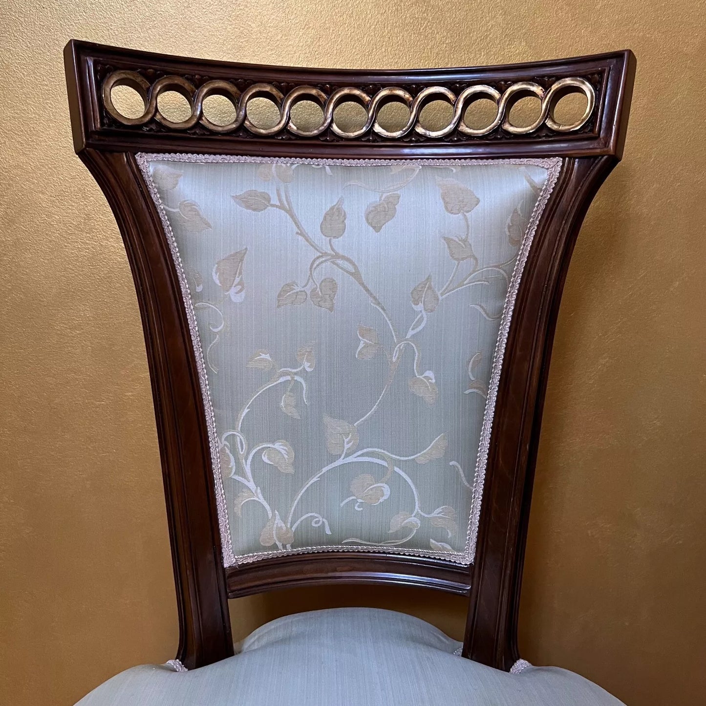Vintage Floral Mint Wooden Chairs Pair