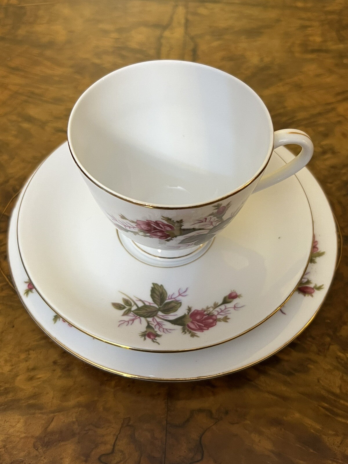 Floral Print Bone China Tea Cup Trio