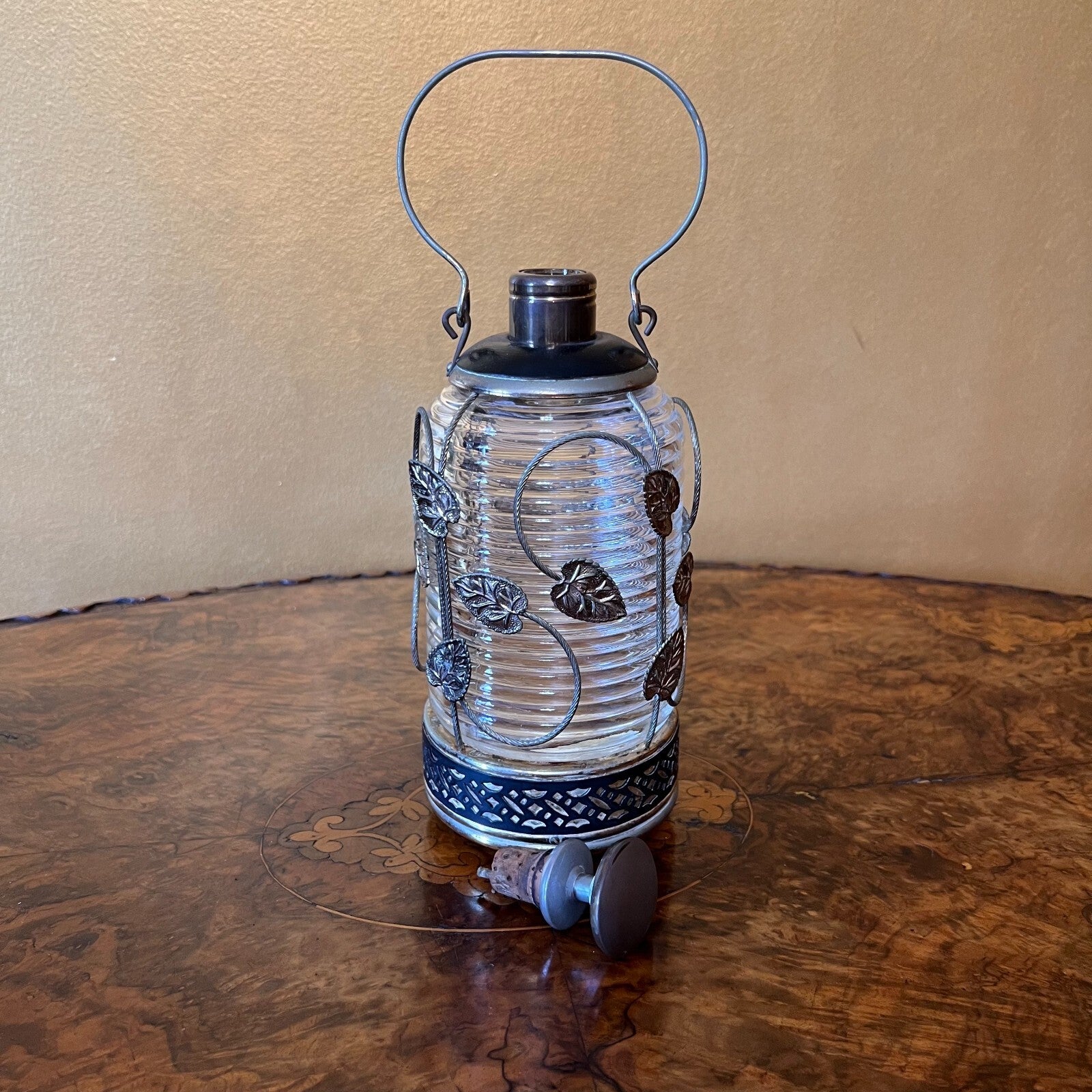 Glass Floral Canister Bottle