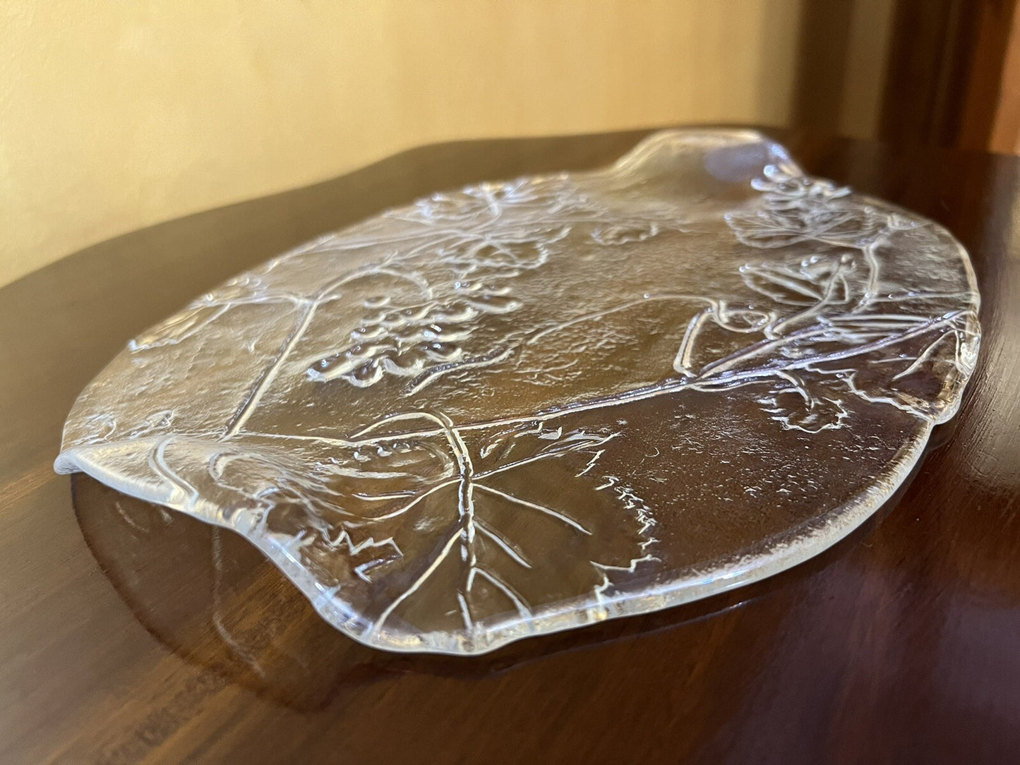 Glass Grapes & Leaves Platter