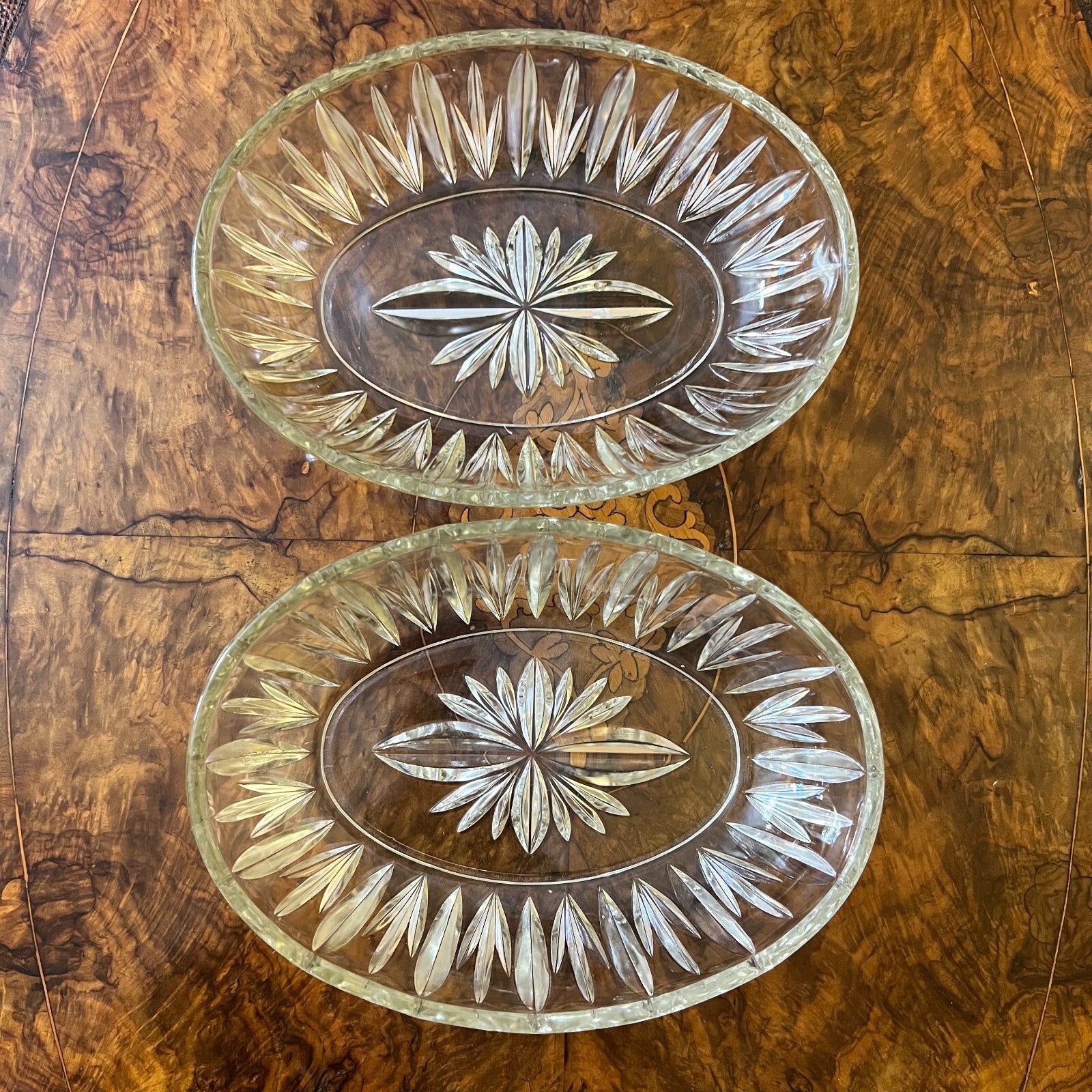 Glass Oval Bowls Pair