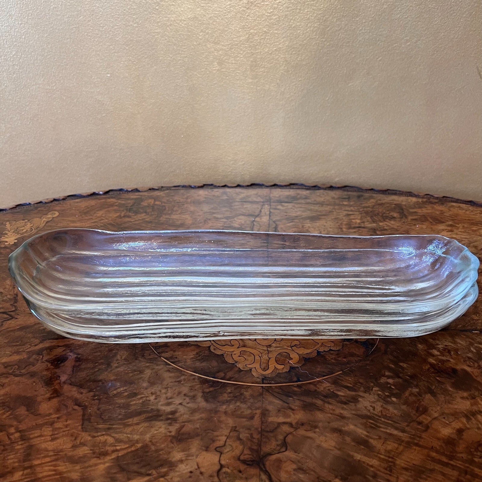Glass Rectangle Platters Pair