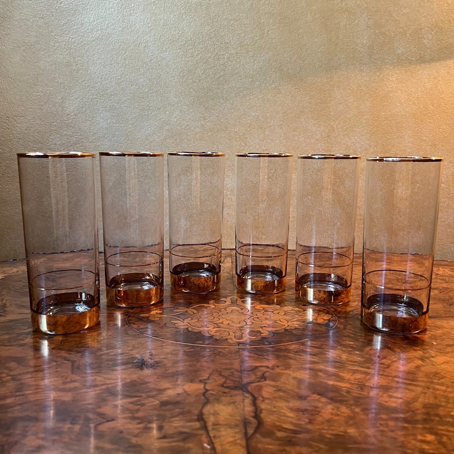 Gold Trim Tall Glass Set Of Six