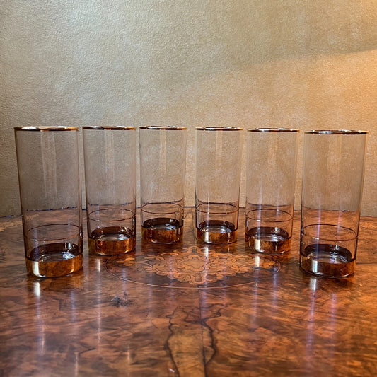 Gold Trim Tall Glass Set Of Six