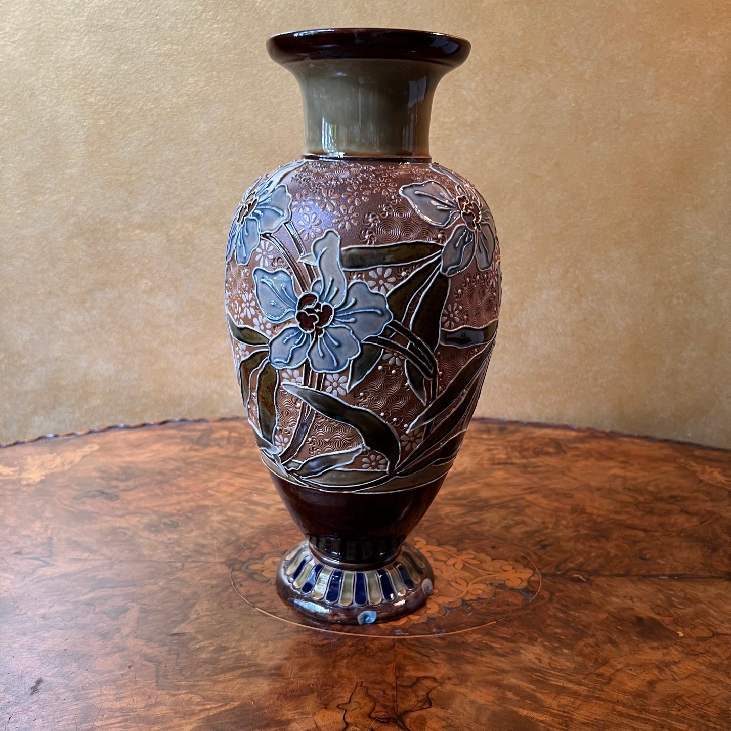 Antique Royal Lambeth Ceramic Floral Vase