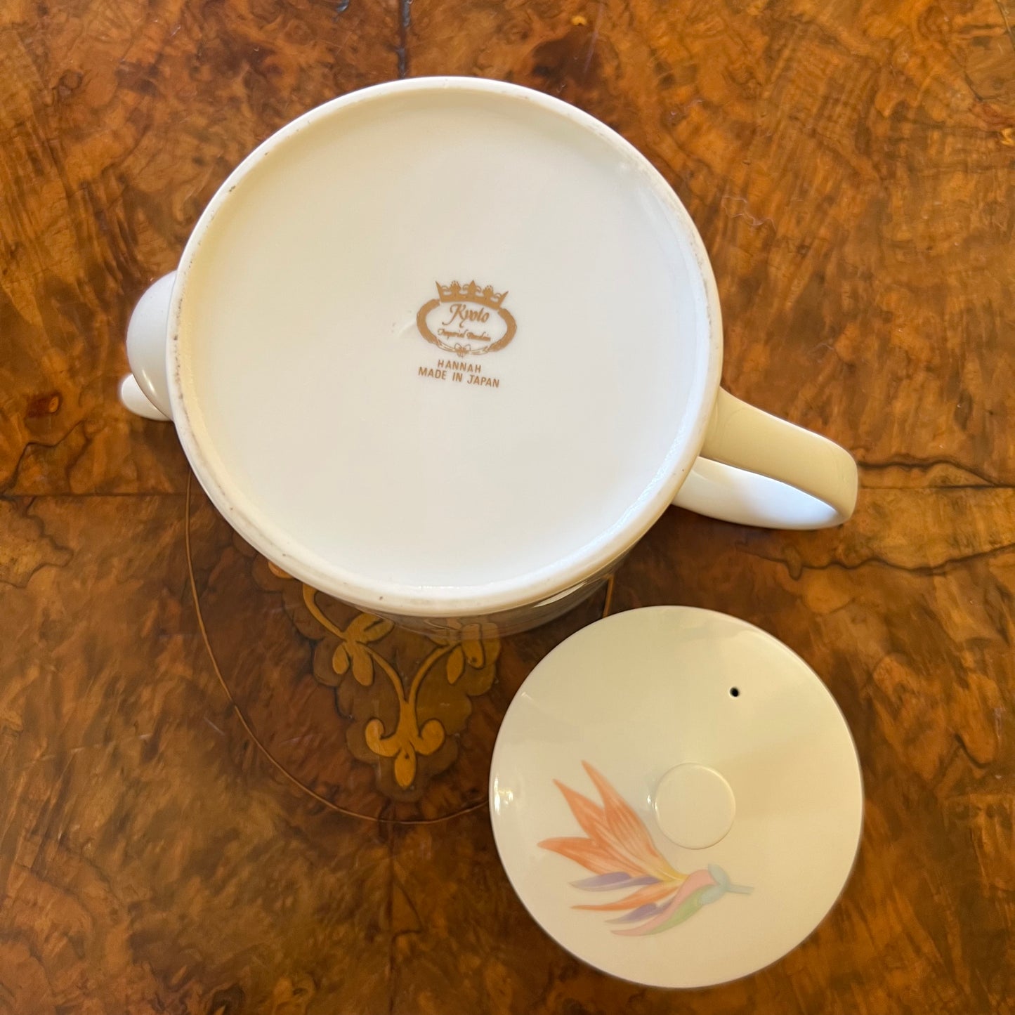 Vintage Hannah Series Bird of Paradise & Lily Design Kyoto Tea Pot