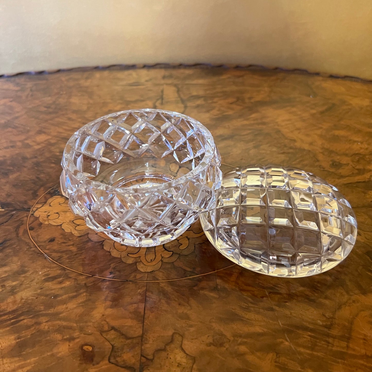 Vintage Crystal Round Trinket Dish