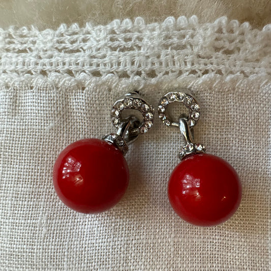 Vintage Red Drop Down Earrings