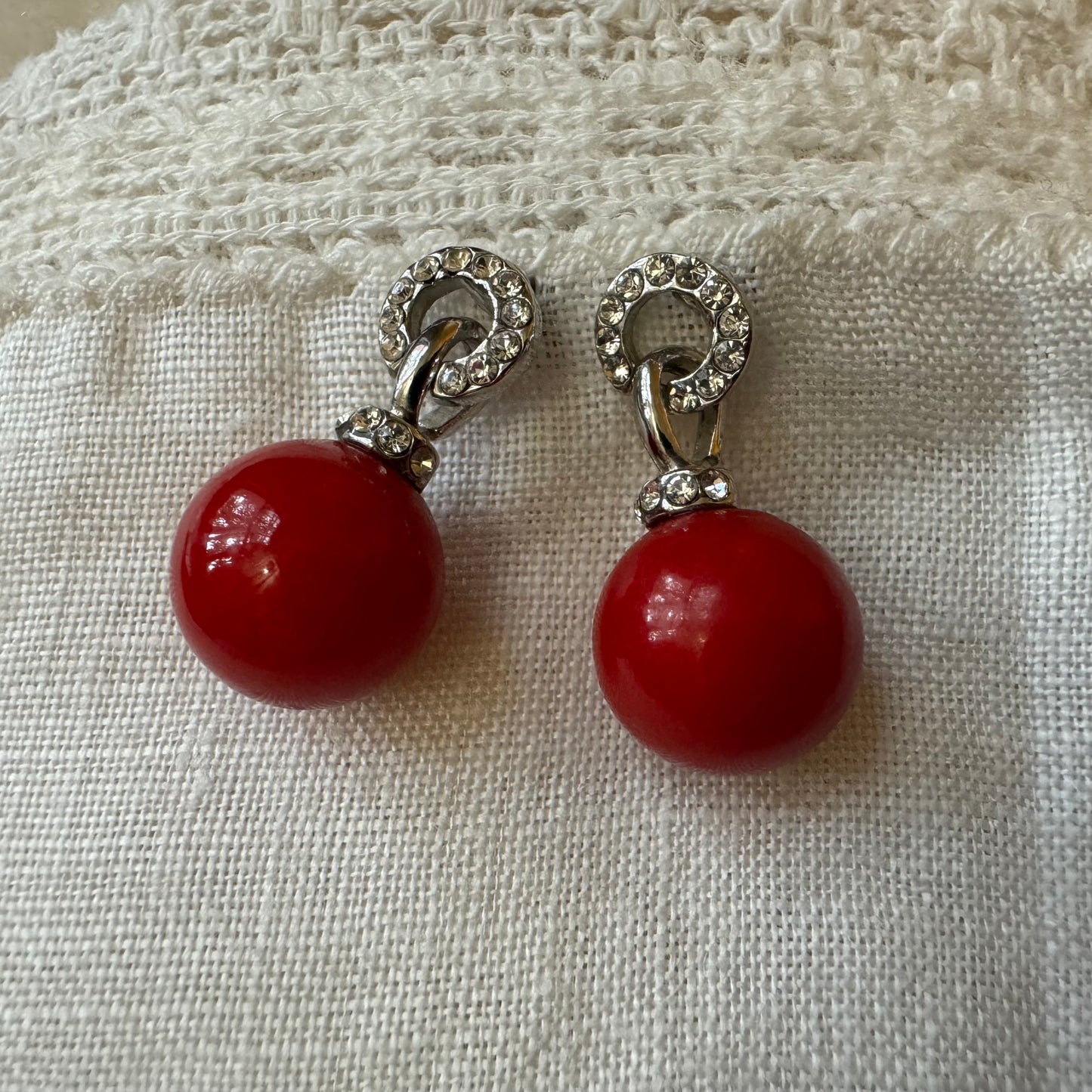 Vintage Red Drop Down Earrings