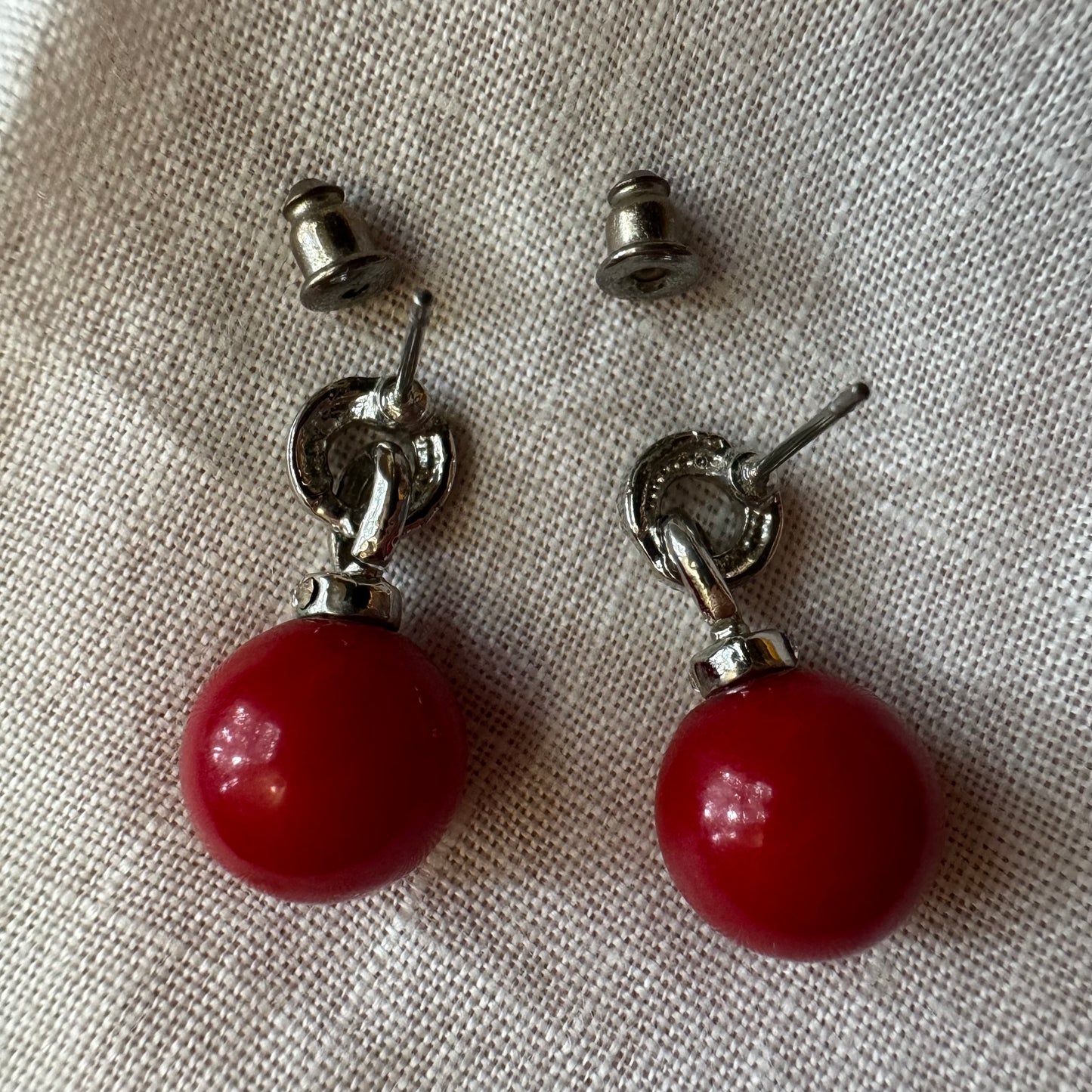 Vintage Red Drop Down Earrings