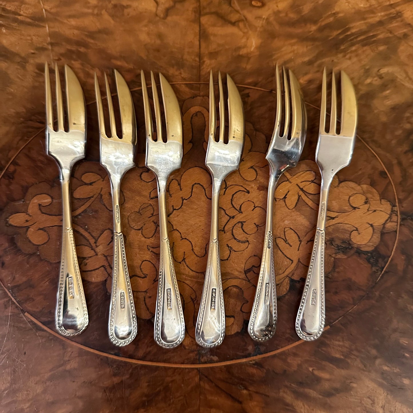 Vintage Silver Plated Dessert Forks Set Of Six