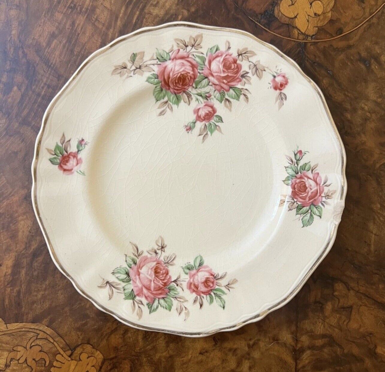 J & G Meakin Rose Print Set Side Plates