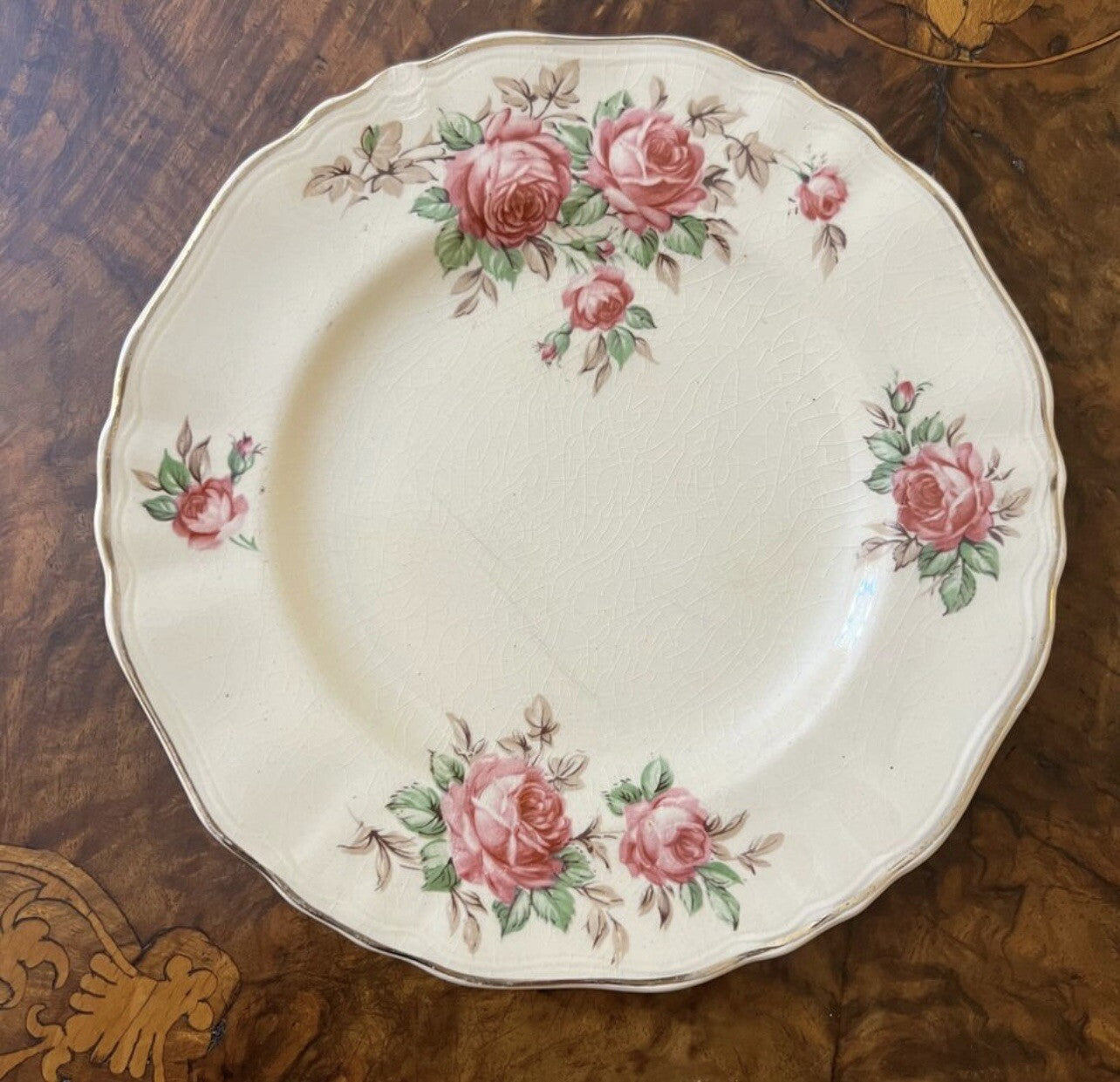 J & G Meakin Rose Print Set Side Plates Chip