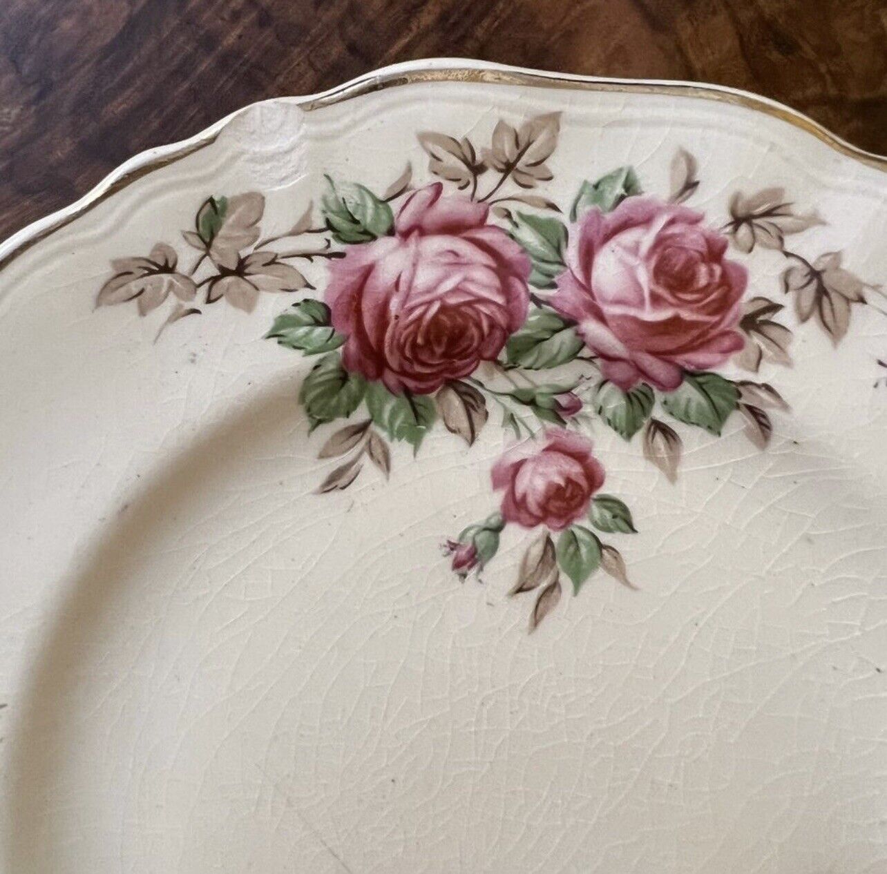 J & G Meakin Rose Print Side Plates Chip