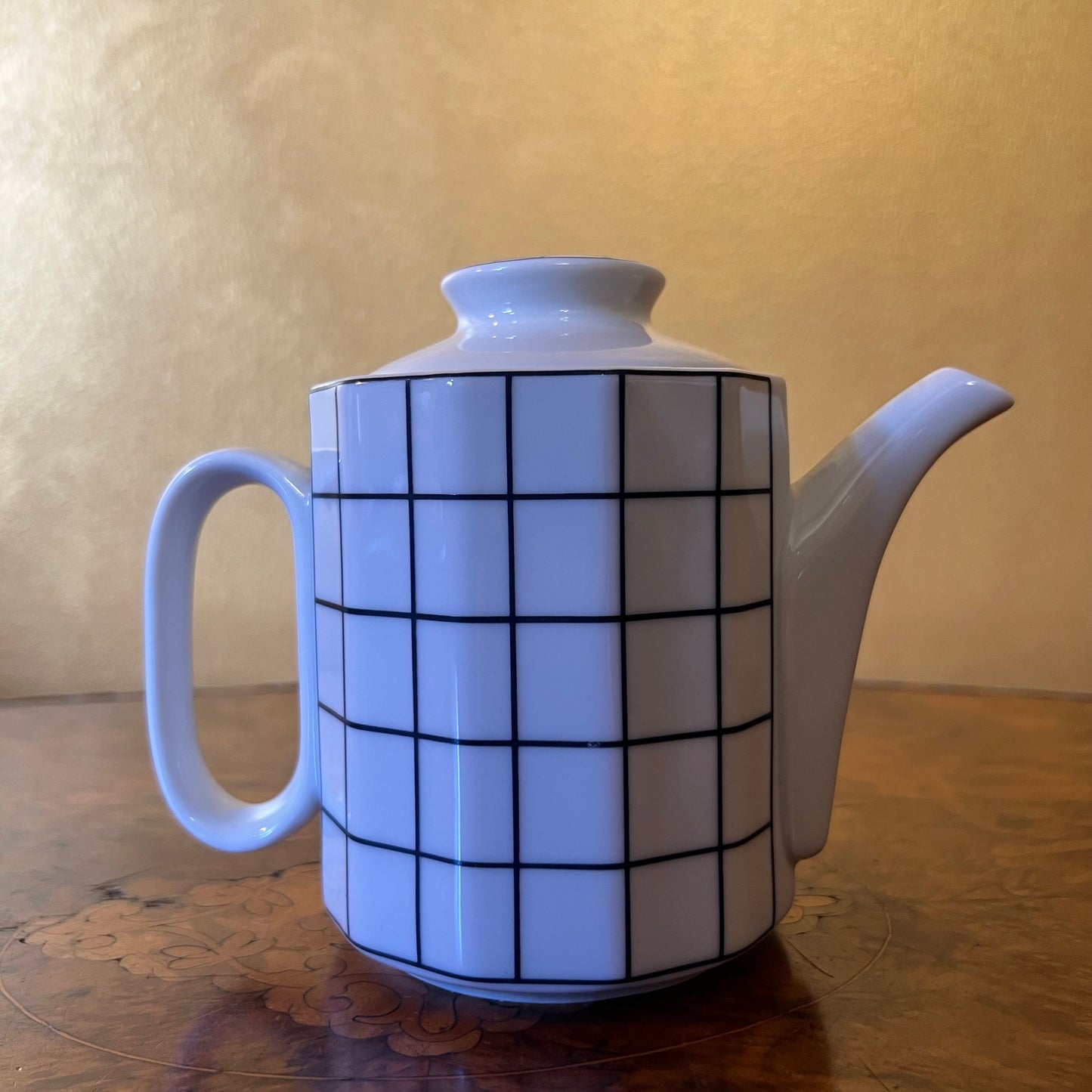 Japanese Black Square Print Tea Pot