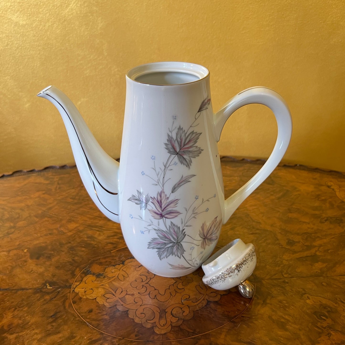Japanese Leaves Print Floral Print Coffee Pot Vintage