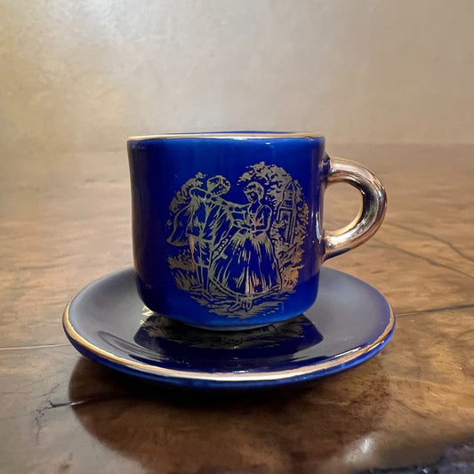 Japanese Style Limoges Miniature Tea Cup & Saucer